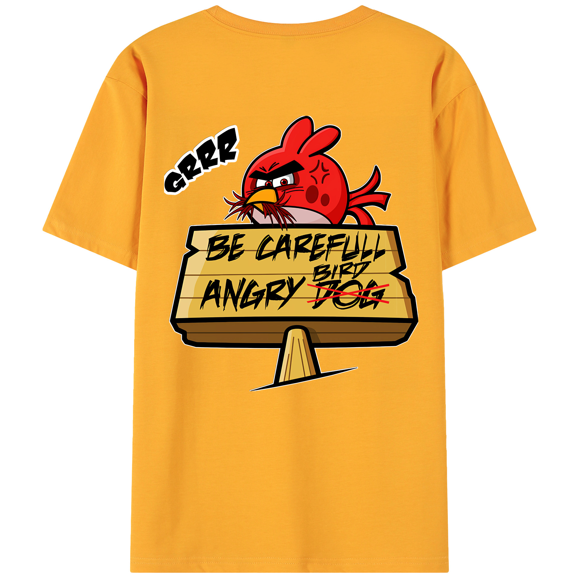 （画像用） Angry Birds アングリーバード 綿100％ メンズ半袖Tシャツ（バックプリント） 通気性