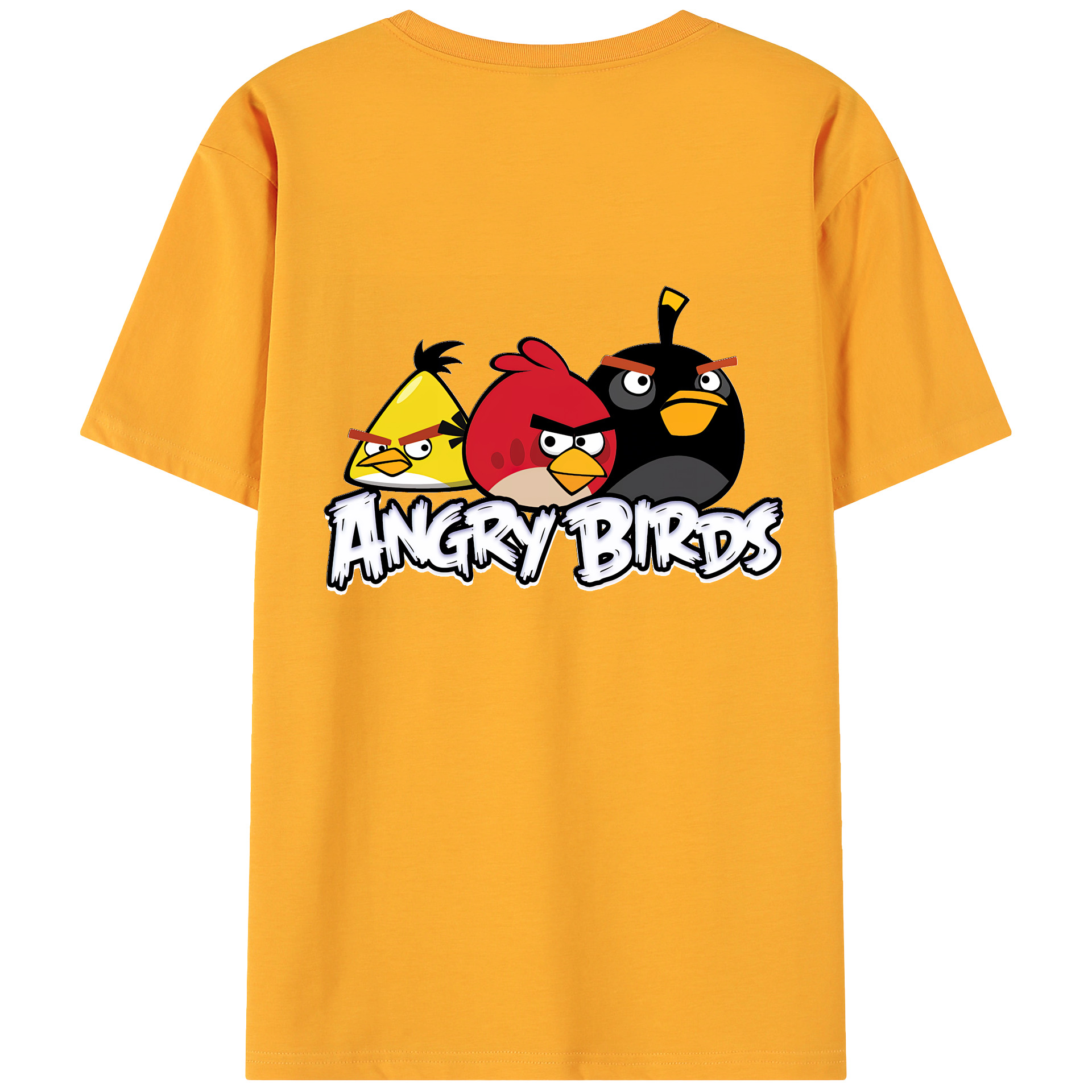 （画像用） Angry Birds アングリーバード 綿100％ メンズ半袖Tシャツ（バックプリント） 通気性