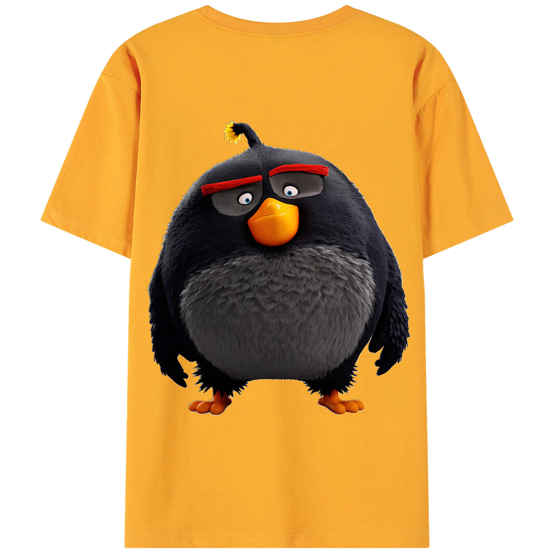 （画像用） Angry Birds アングリーバード 綿100％ メンズ半袖Tシャツ（バックプリント） 通気性
