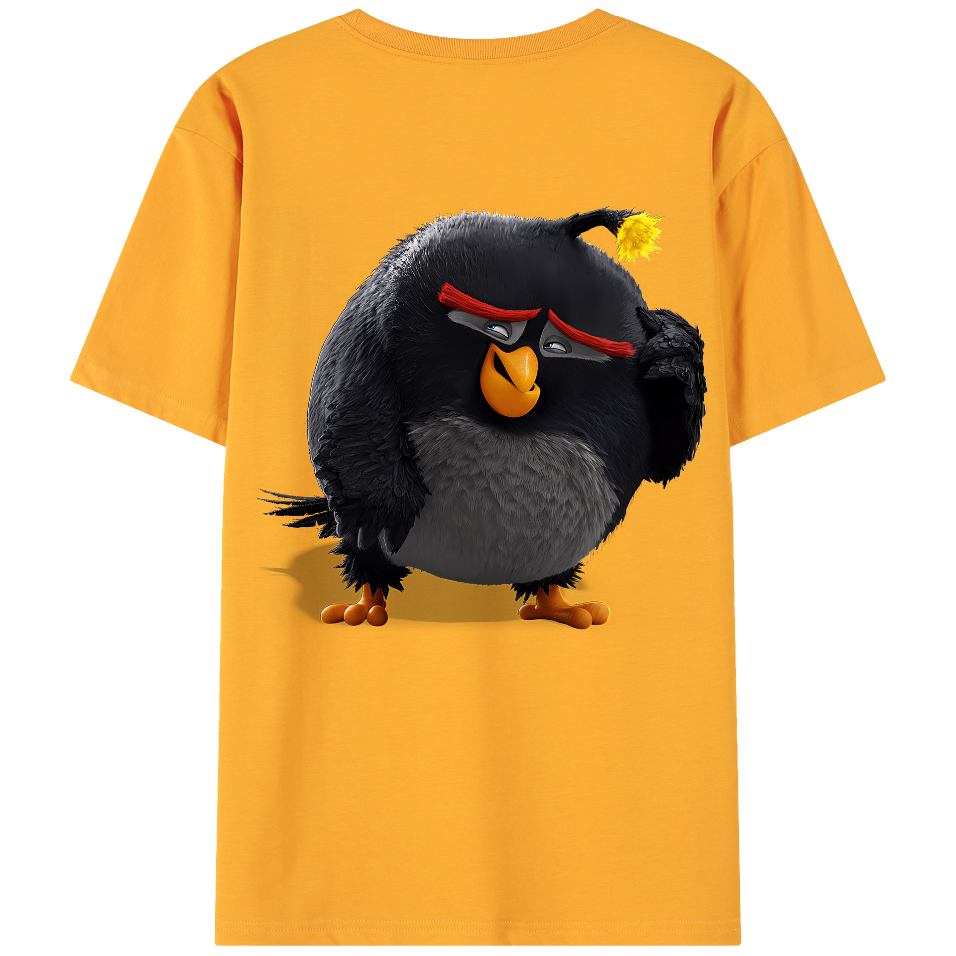 （画像用） Angry Birds アングリーバード 綿100％ メンズ半袖Tシャツ（バックプリント） 通気性