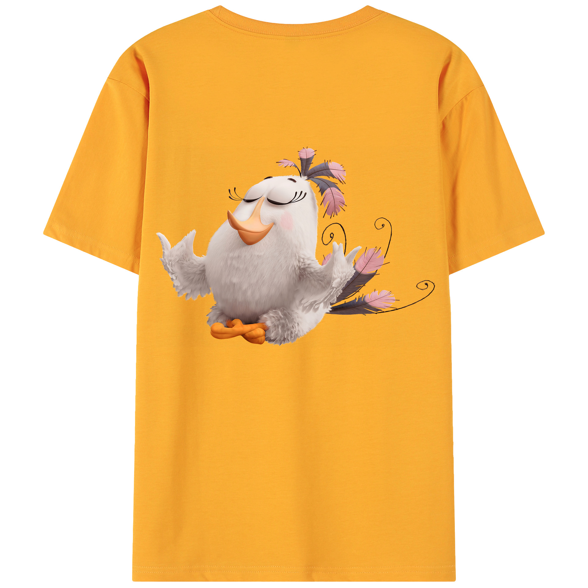 （画像用） Angry Birds アングリーバード 綿100％ メンズ半袖Tシャツ（バックプリント） 通気性