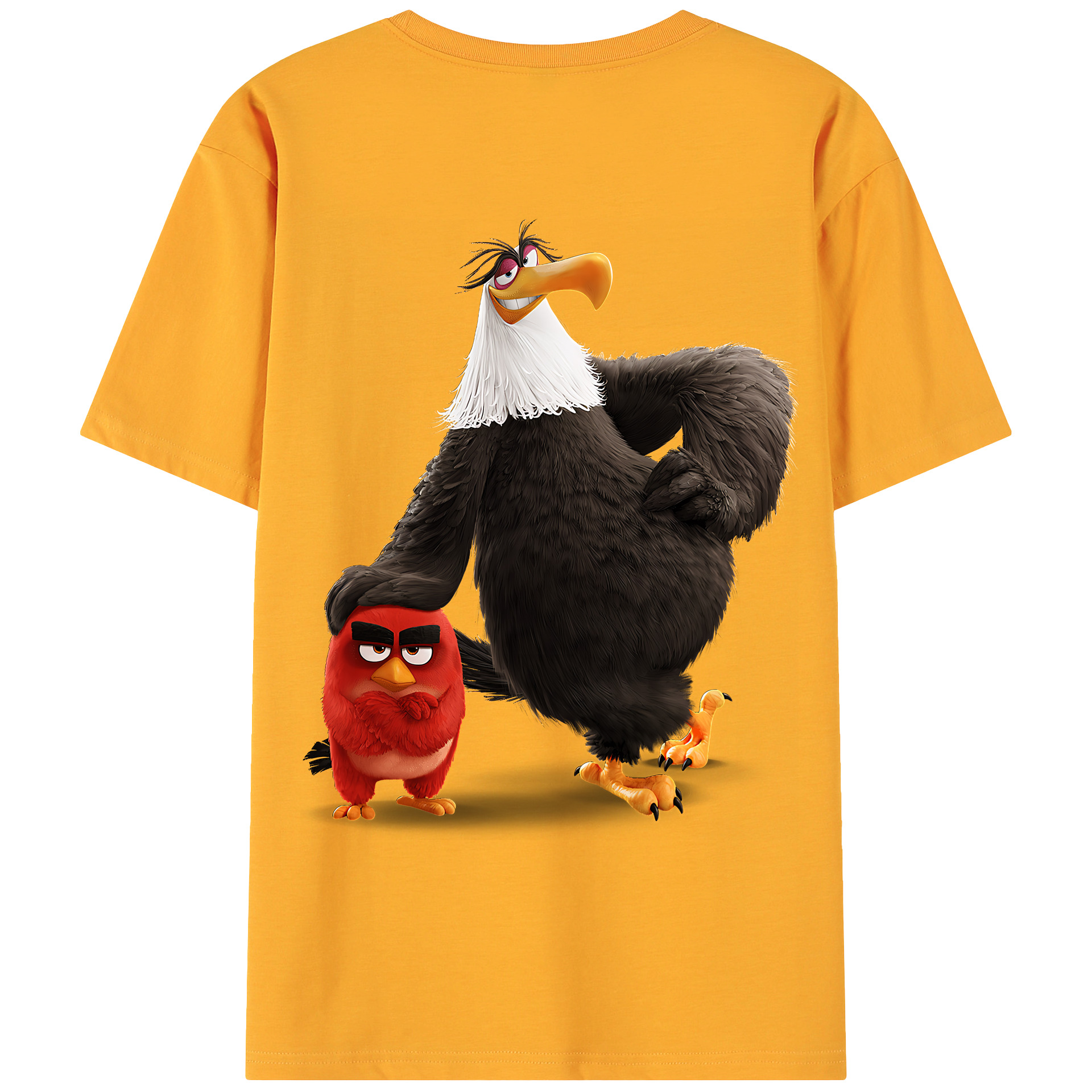 （画像用） Angry Birds アングリーバード 綿100％ メンズ半袖Tシャツ（バックプリント） 通気性