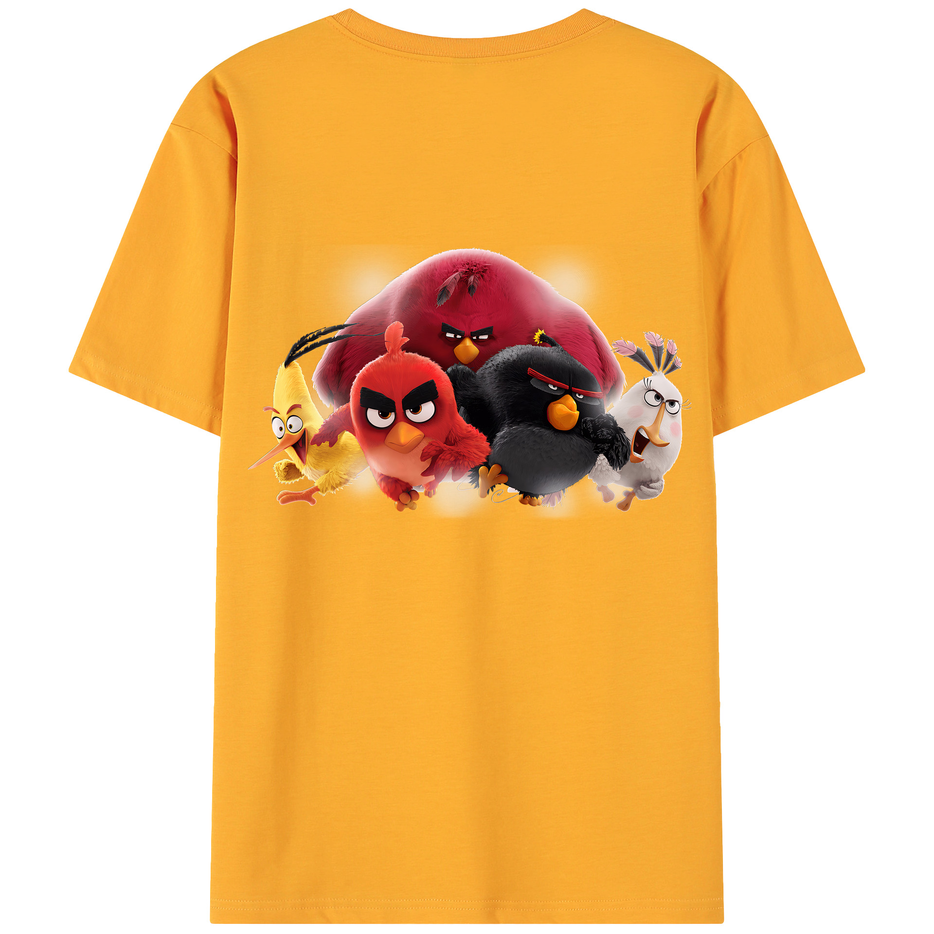 （画像用） Angry Birds アングリーバード 綿100％ メンズ半袖Tシャツ（バックプリント） 通気性