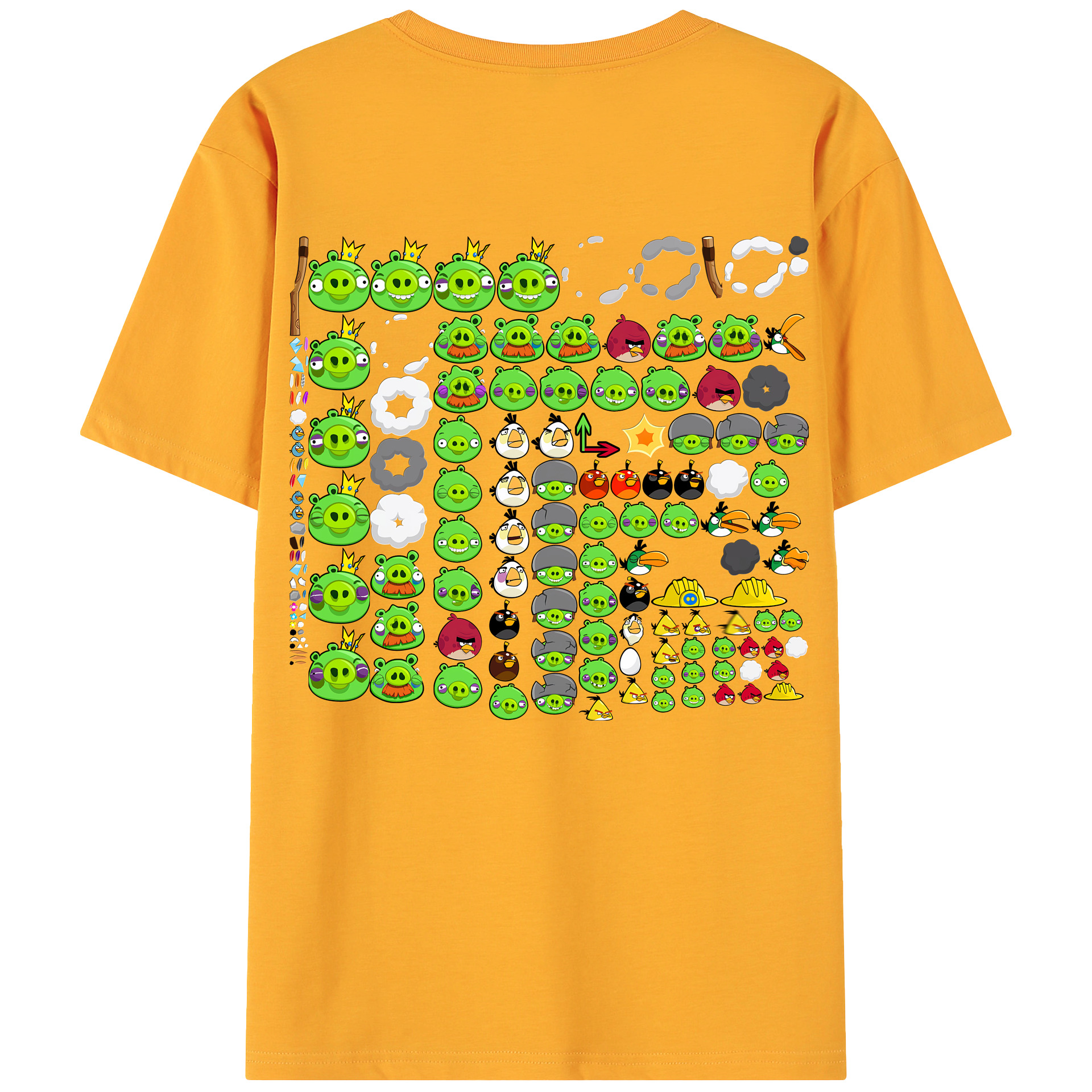 （画像用） Angry Birds アングリーバード 綿100％ メンズ半袖Tシャツ（バックプリント） 通気性