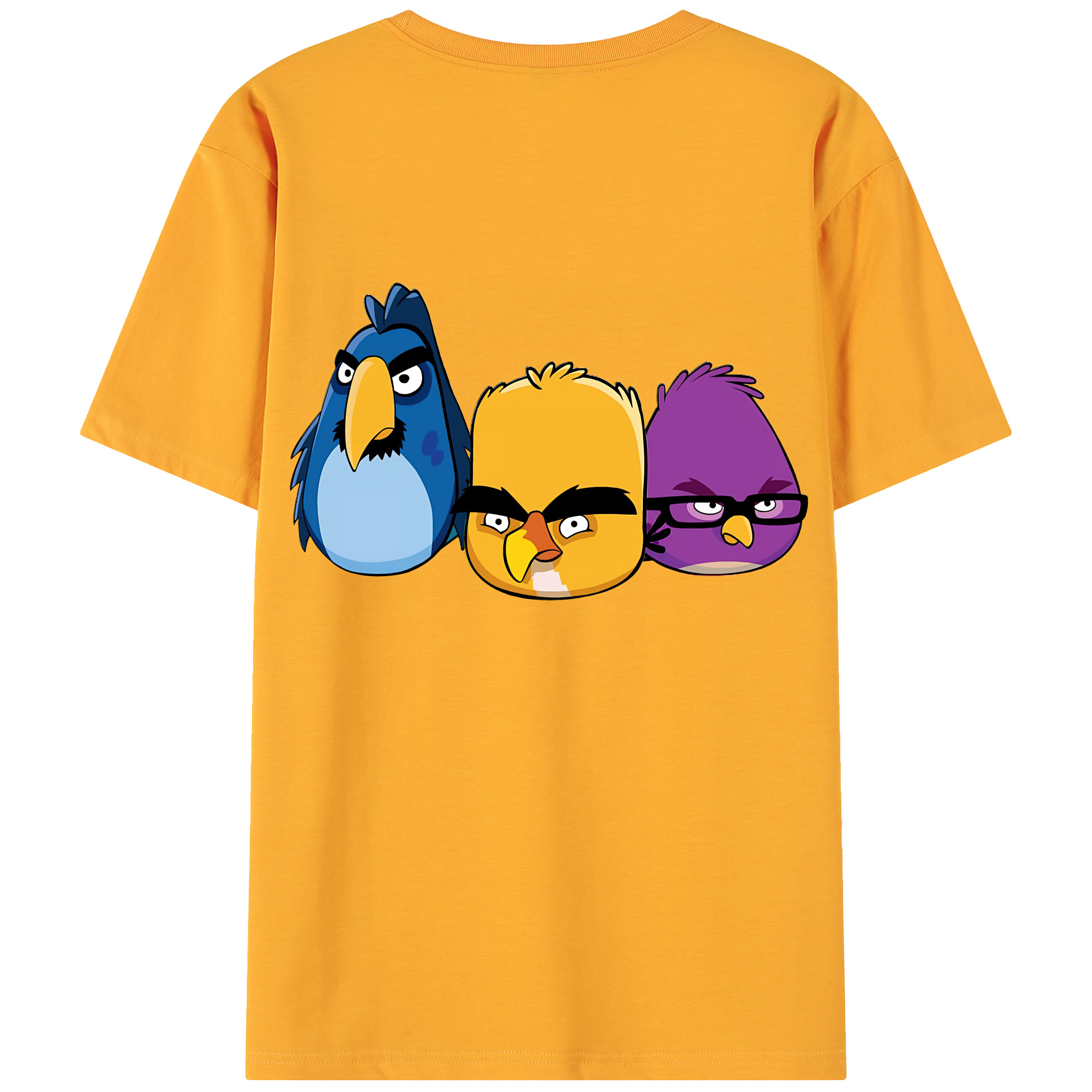 （画像用） Angry Birds アングリーバード 綿100％ メンズ半袖Tシャツ（バックプリント） 通気性