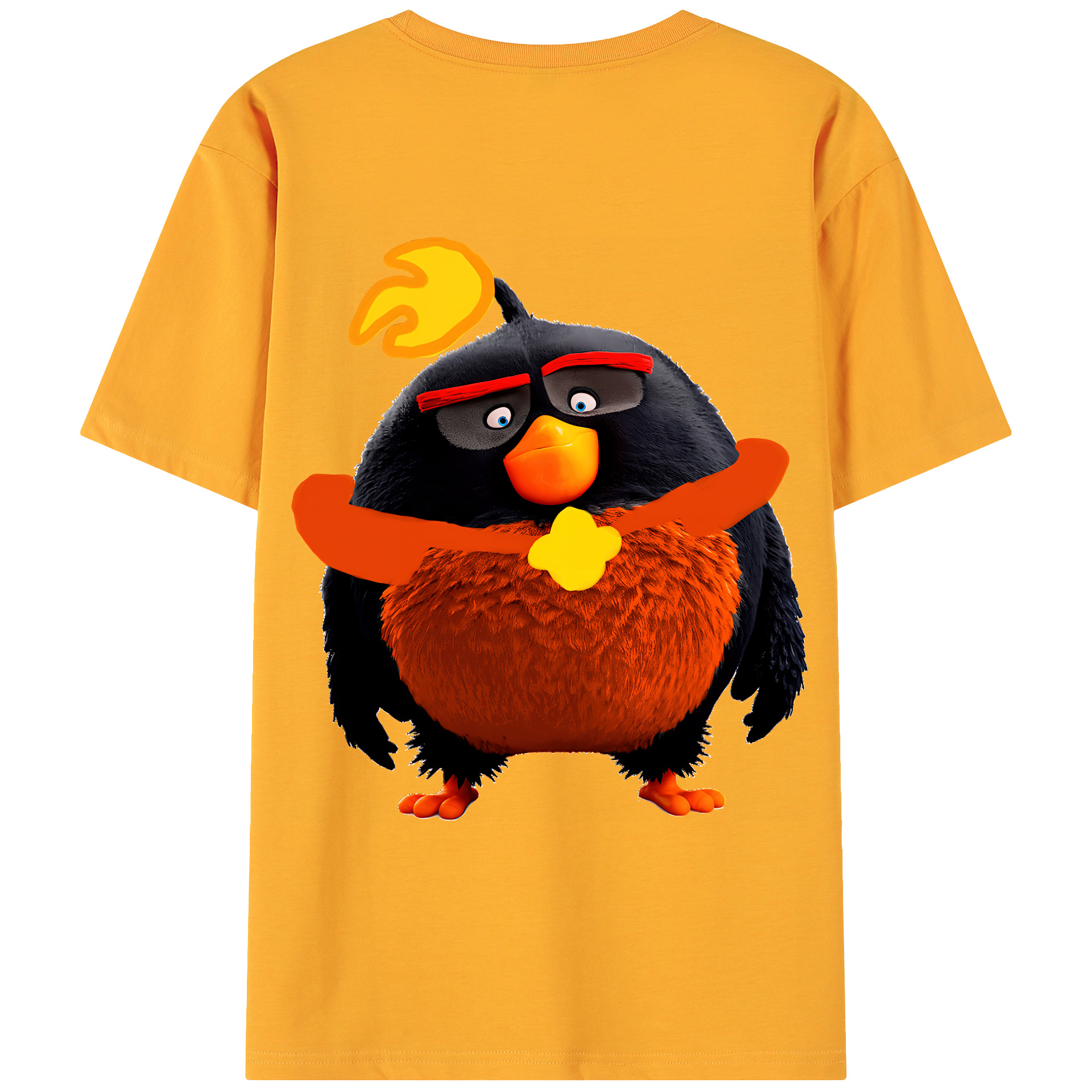 （画像用） Angry Birds アングリーバード 綿100％ メンズ半袖Tシャツ（バックプリント） 通気性