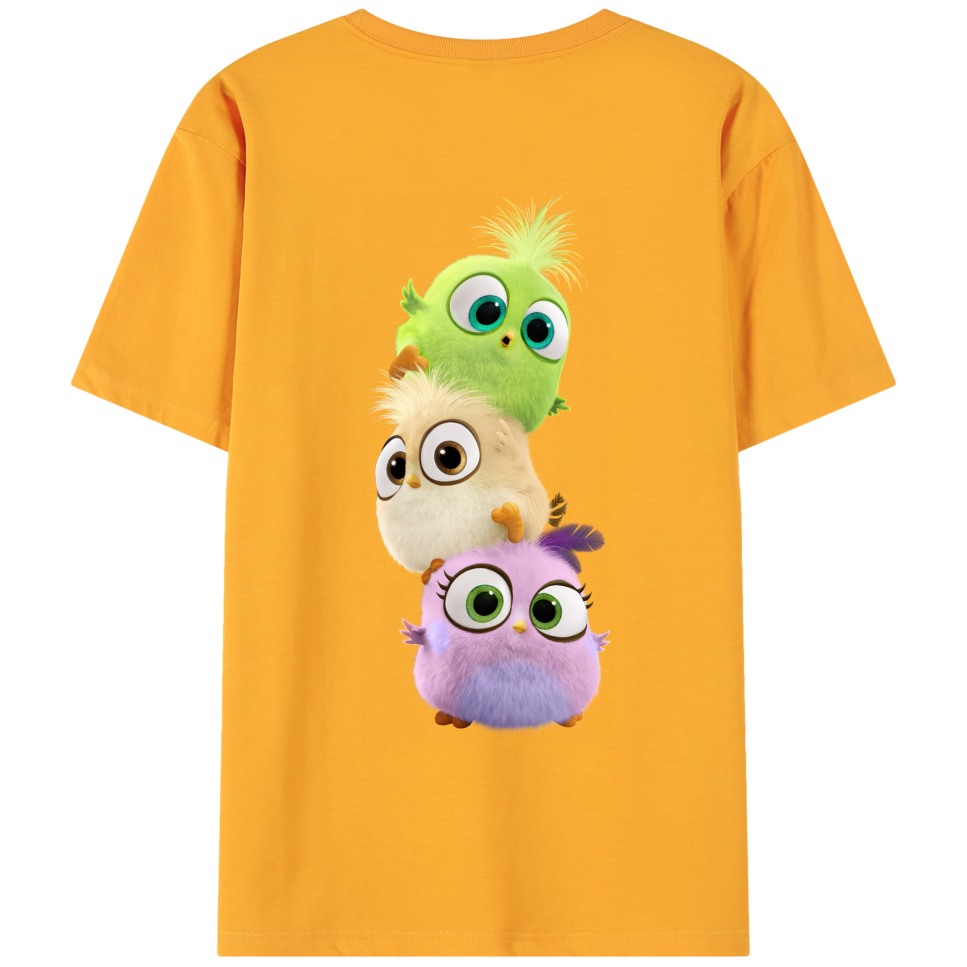 （画像用） Angry Birds アングリーバード 綿100％ メンズ半袖Tシャツ（バックプリント） 通気性