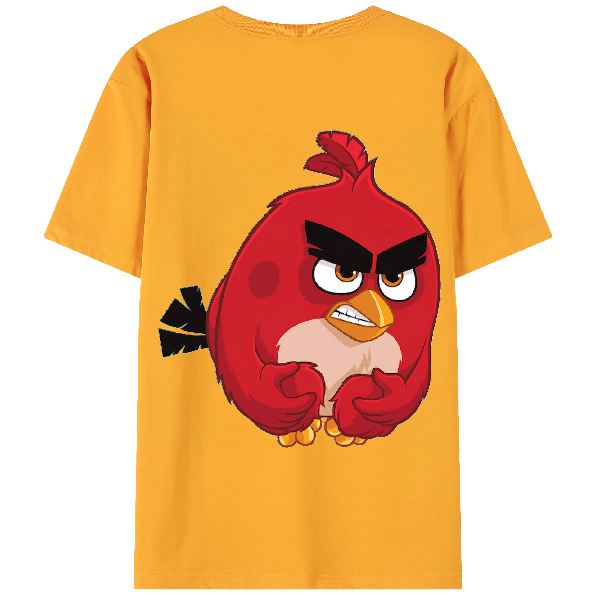 （画像用） Angry Birds アングリーバード 綿100％ メンズ半袖Tシャツ（バックプリント） 通気性