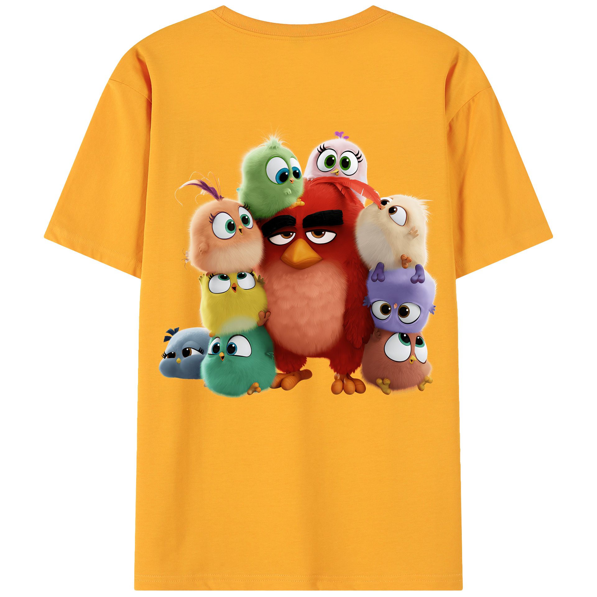 （画像用） Angry Birds アングリーバード 綿100％ メンズ半袖Tシャツ（バックプリント） 通気性