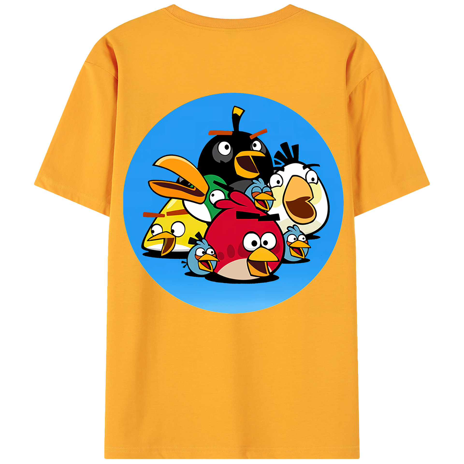 （画像用） Angry Birds アングリーバード 綿100％ メンズ半袖Tシャツ（バックプリント） 通気性