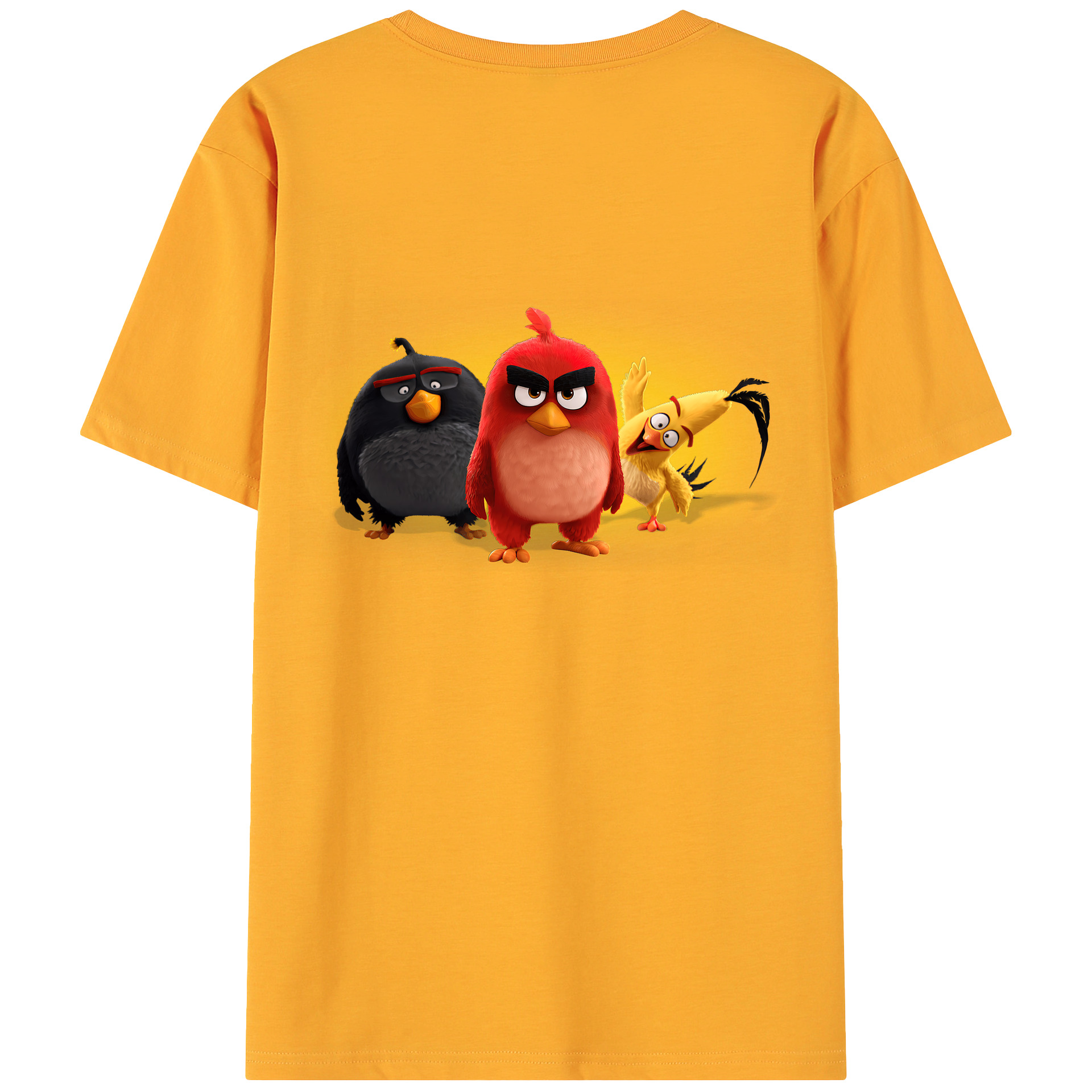 （画像用） Angry Birds アングリーバード 綿100％ メンズ半袖Tシャツ（バックプリント） 通気性