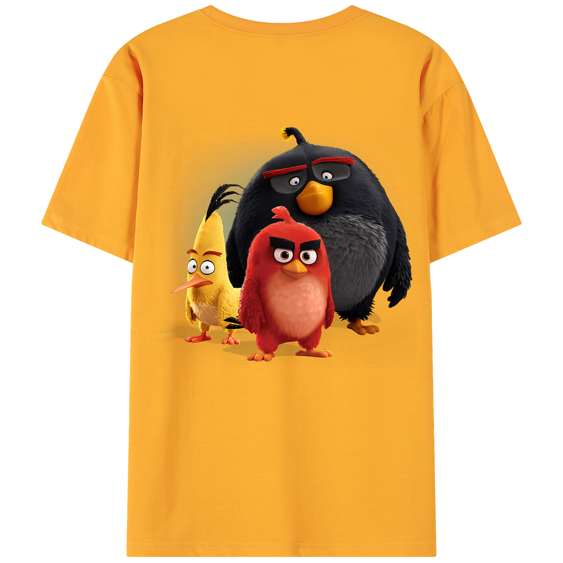（画像用） Angry Birds アングリーバード 綿100％ メンズ半袖Tシャツ（バックプリント） 通気性