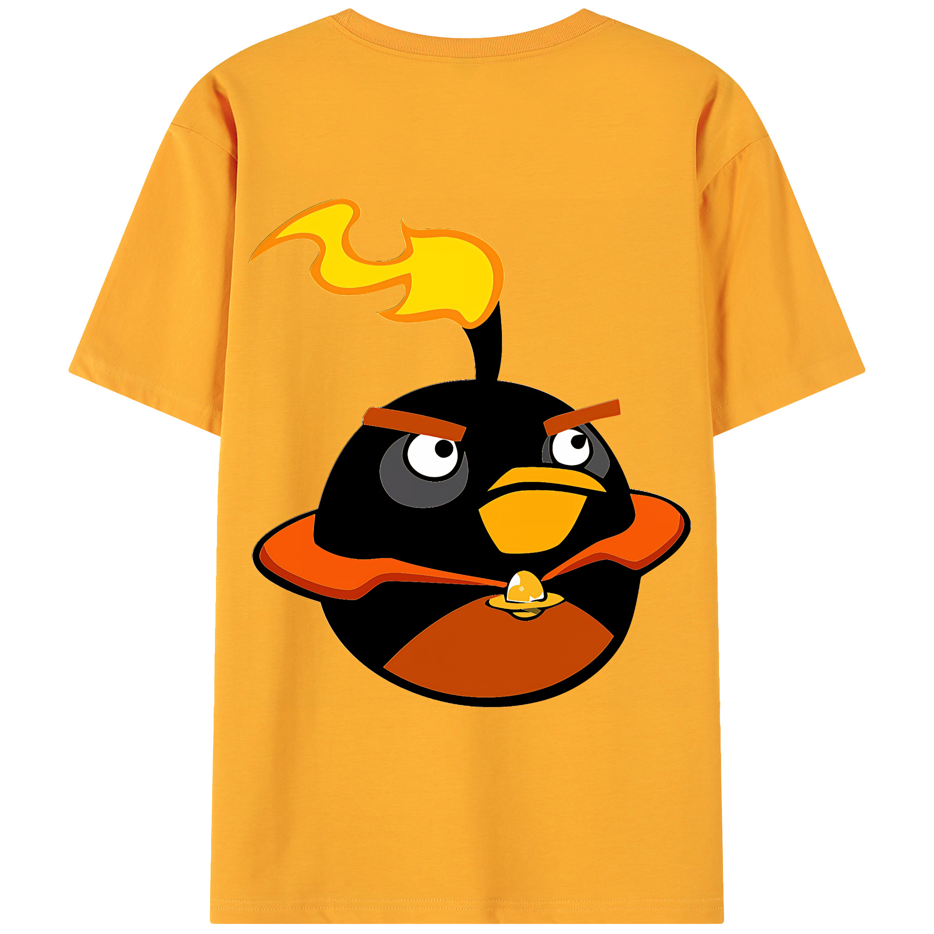 （画像用） Angry Birds アングリーバード 綿100％ メンズ半袖Tシャツ（バックプリント） 通気性