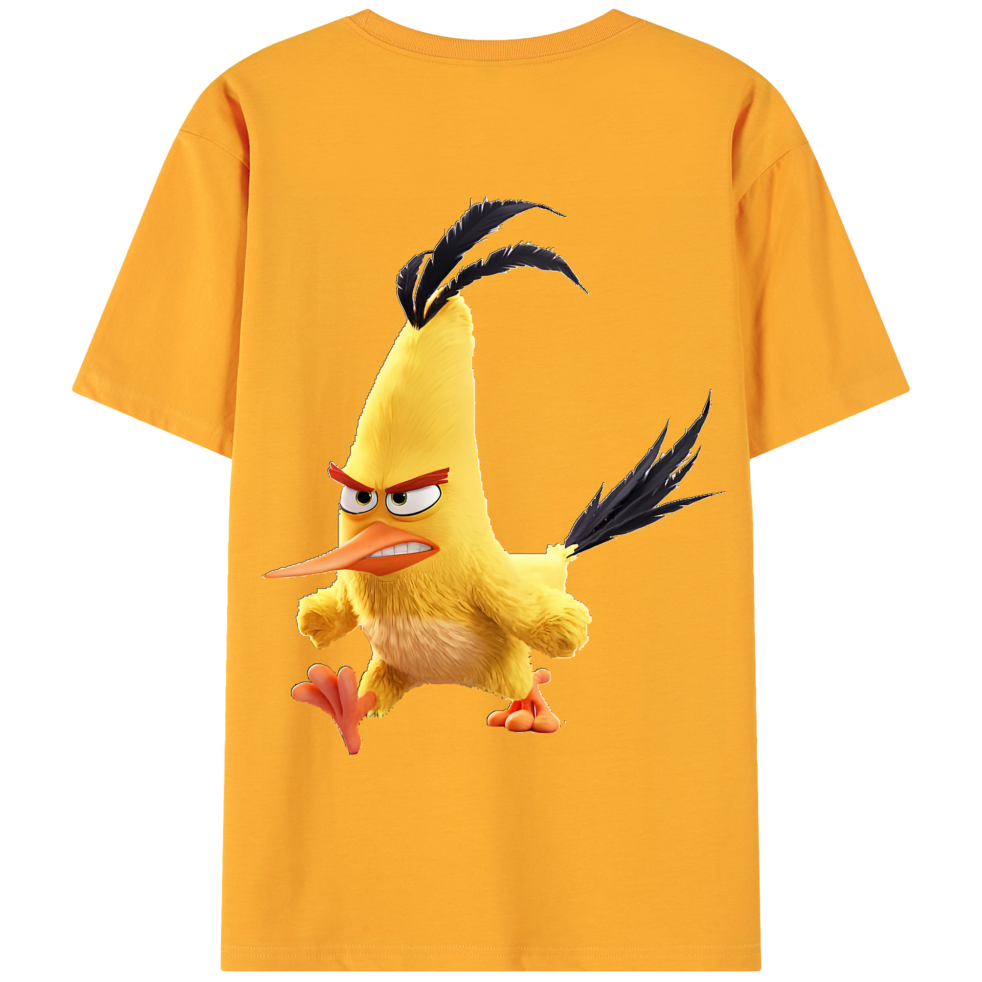 （画像用） Angry Birds アングリーバード 綿100％ メンズ半袖Tシャツ（バックプリント） 通気性