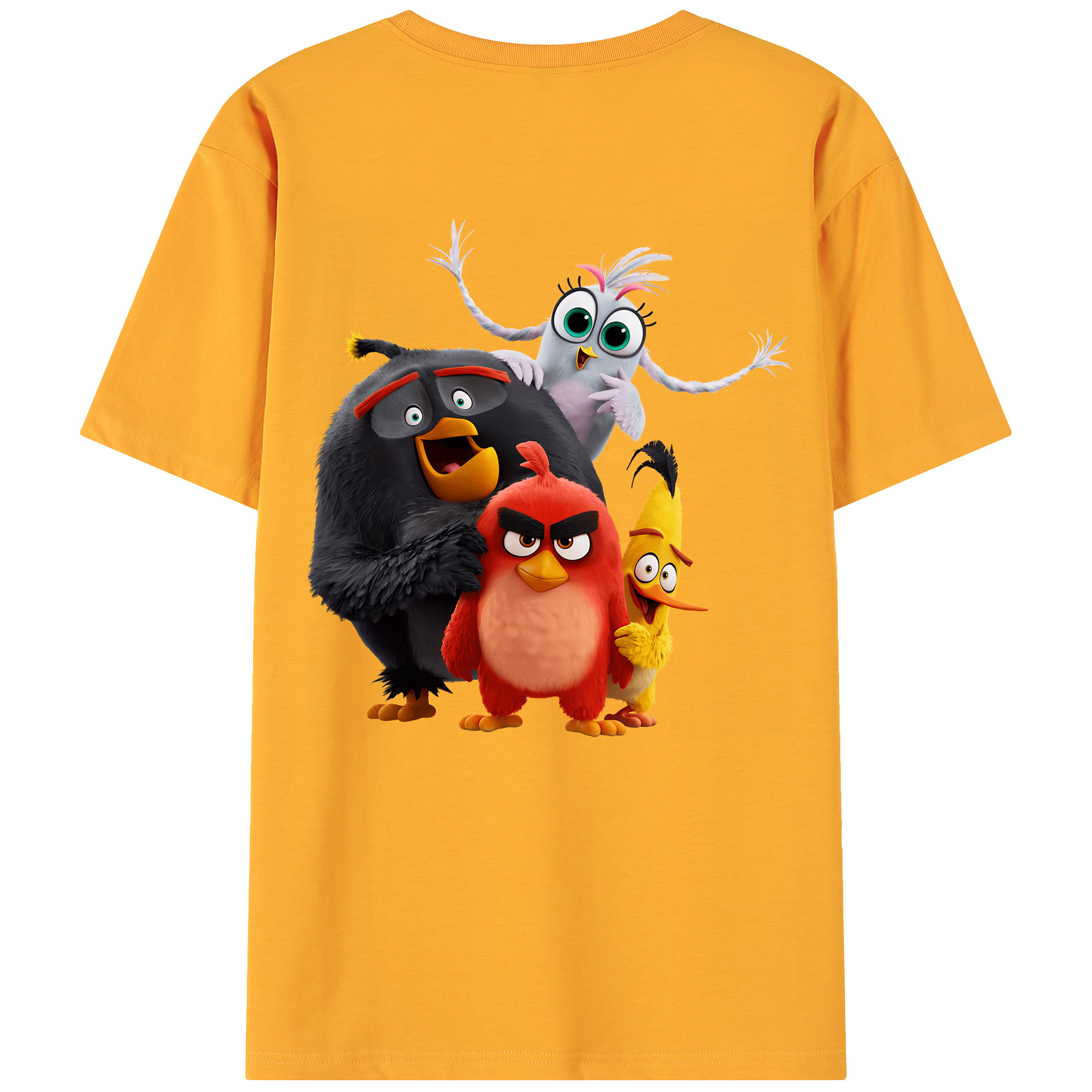（画像用） Angry Birds アングリーバード 綿100％ メンズ半袖Tシャツ（バックプリント） 通気性