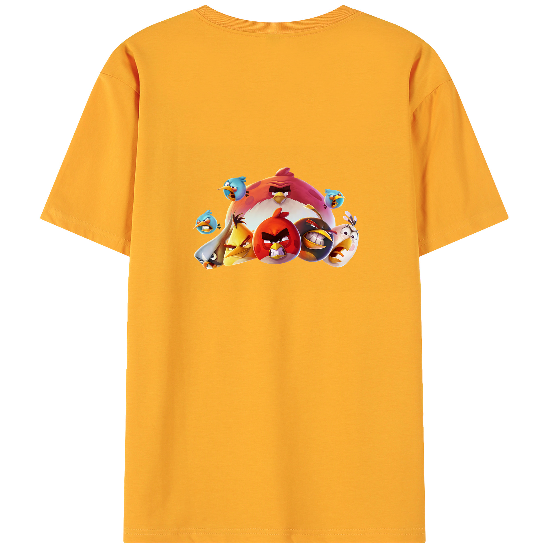 （画像用） Angry Birds アングリーバード 綿100％ メンズ半袖Tシャツ（バックプリント） 通気性