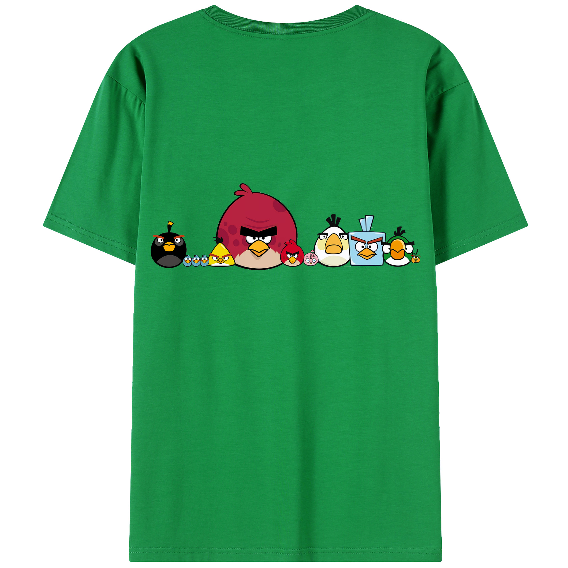 （画像用） Angry Birds アングリーバード 綿100％ メンズ半袖Tシャツ（バックプリント） 通気性