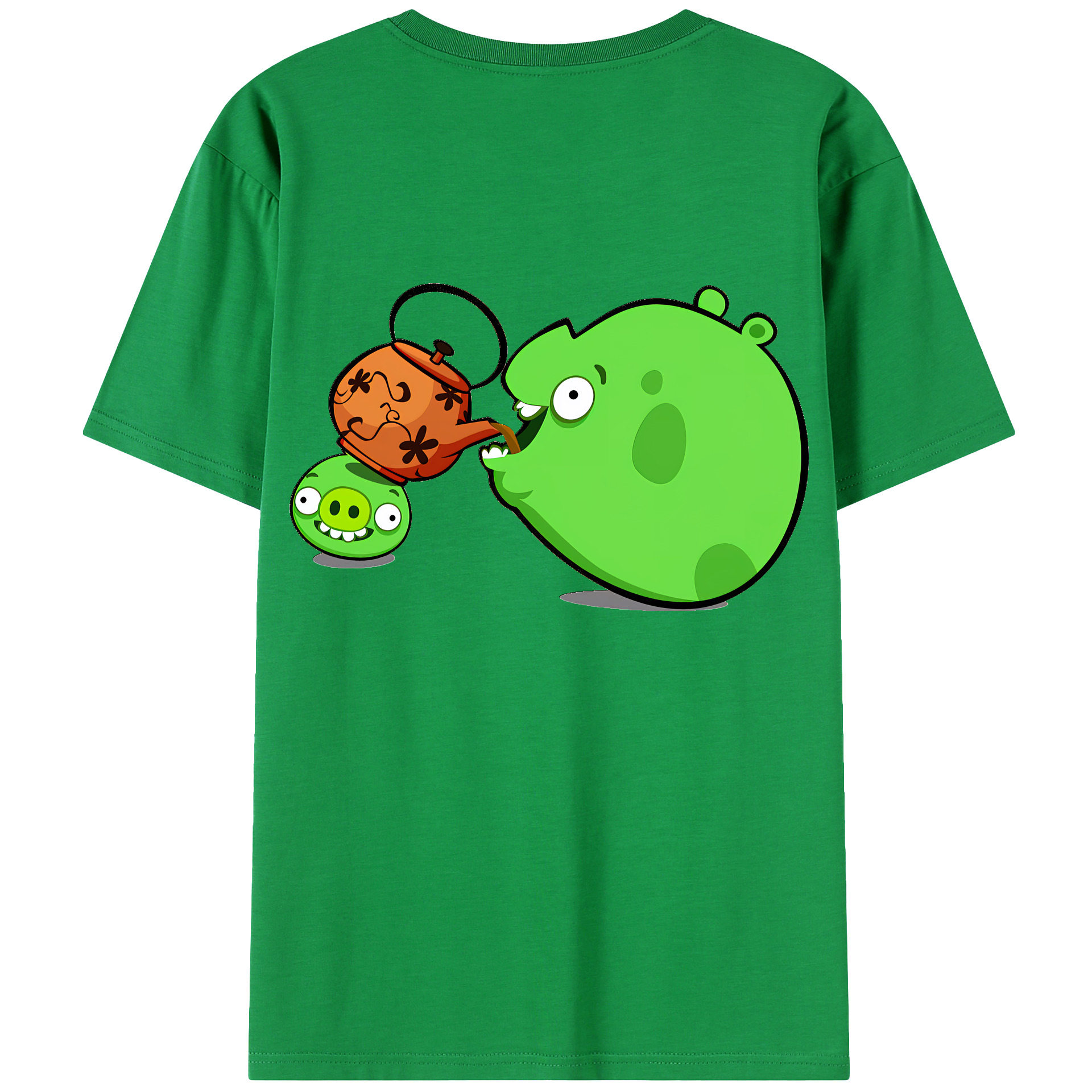 （画像用） Angry Birds アングリーバード 綿100％ メンズ半袖Tシャツ（バックプリント） 通気性