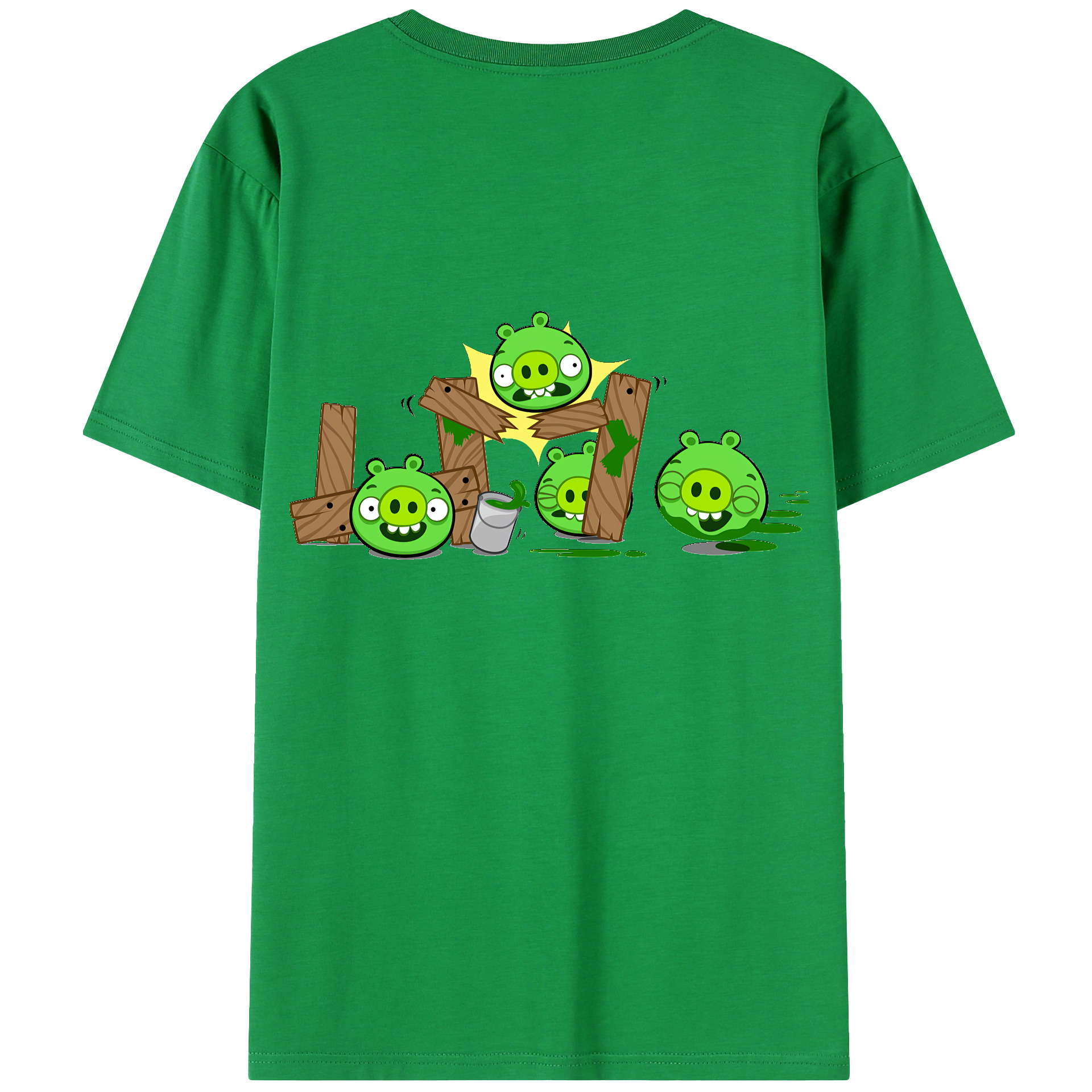 （画像用） Angry Birds アングリーバード 綿100％ メンズ半袖Tシャツ（バックプリント） 通気性