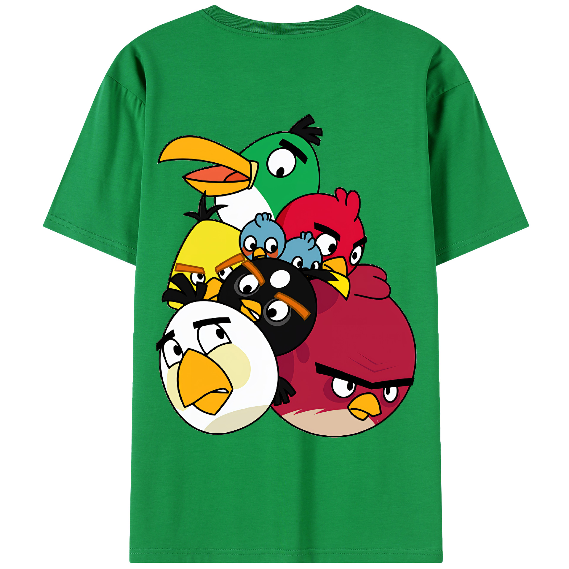 （画像用） Angry Birds アングリーバード 綿100％ メンズ半袖Tシャツ（バックプリント） 通気性
