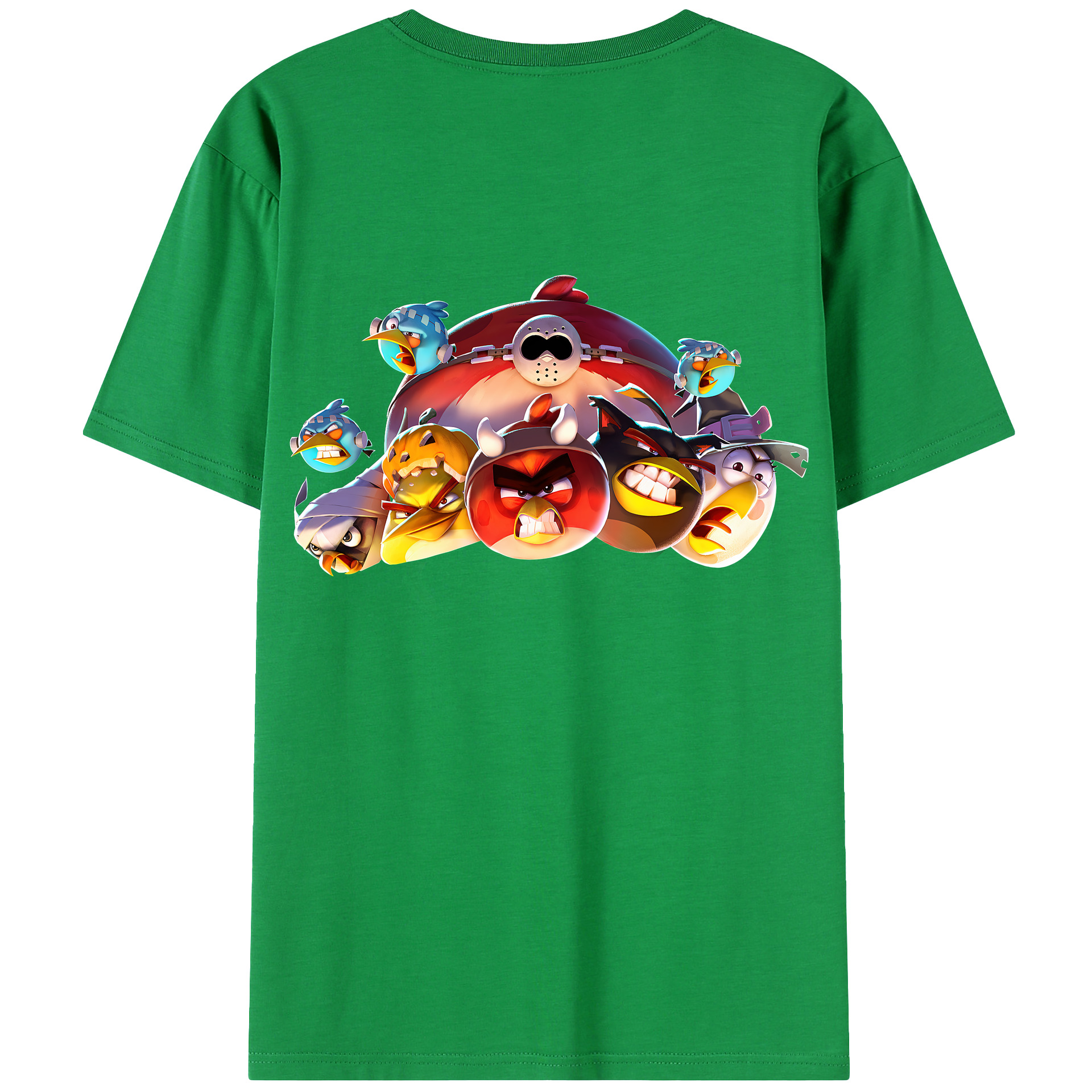 （画像用） Angry Birds アングリーバード 綿100％ メンズ半袖Tシャツ（バックプリント） 通気性