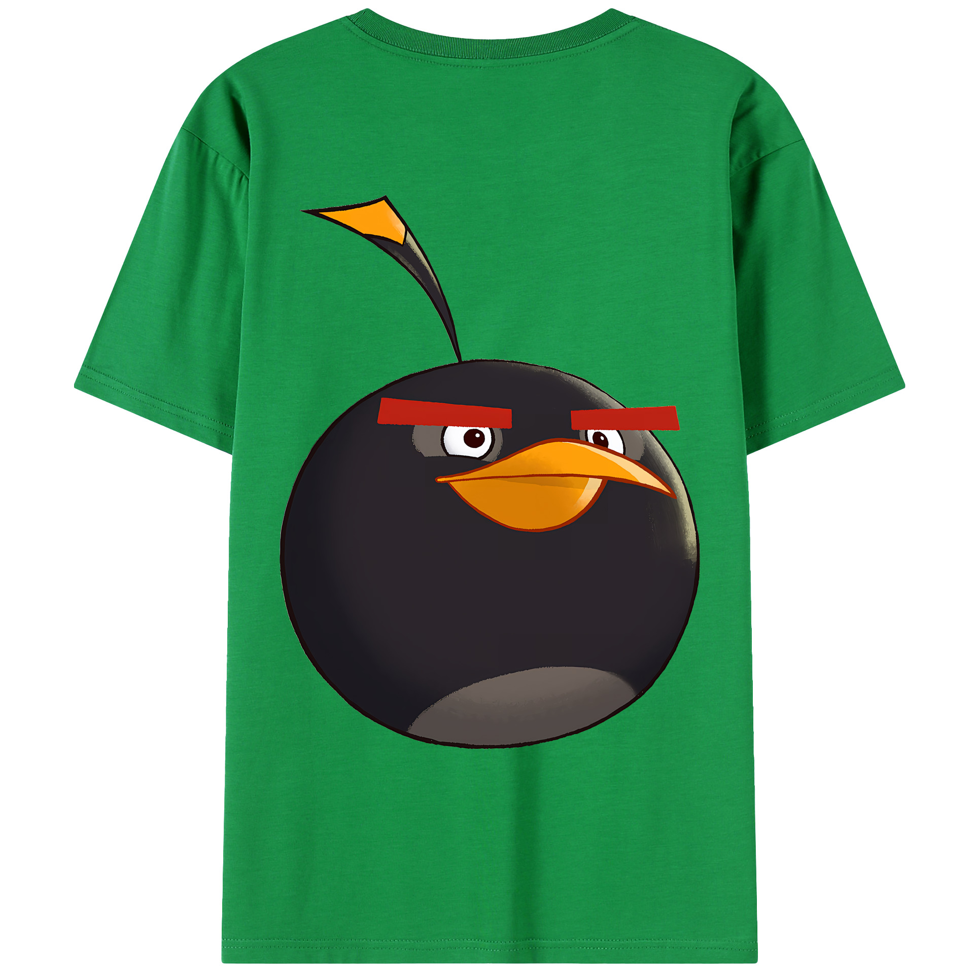 （画像用） Angry Birds アングリーバード 綿100％ メンズ半袖Tシャツ（バックプリント） 通気性