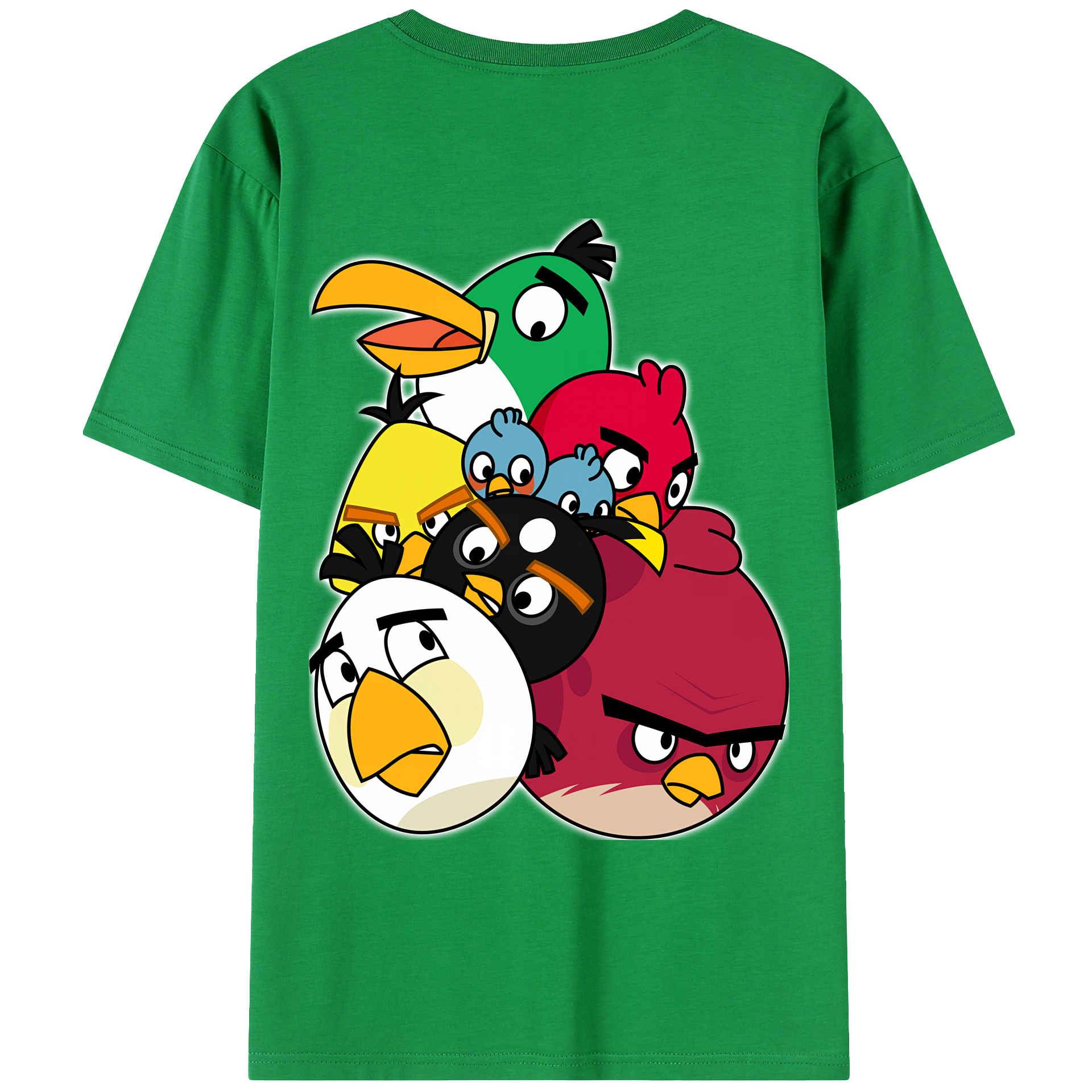 （画像用） Angry Birds アングリーバード 綿100％ メンズ半袖Tシャツ（バックプリント） 通気性