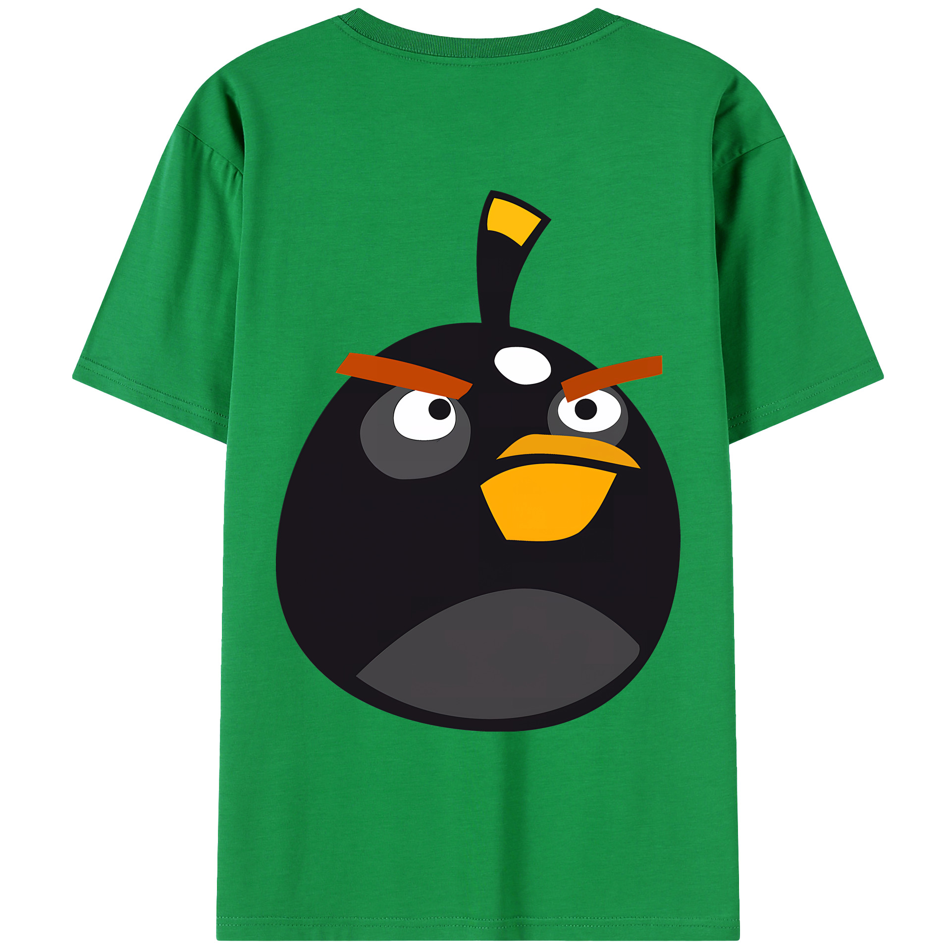 （画像用） Angry Birds アングリーバード 綿100％ メンズ半袖Tシャツ（バックプリント） 通気性
