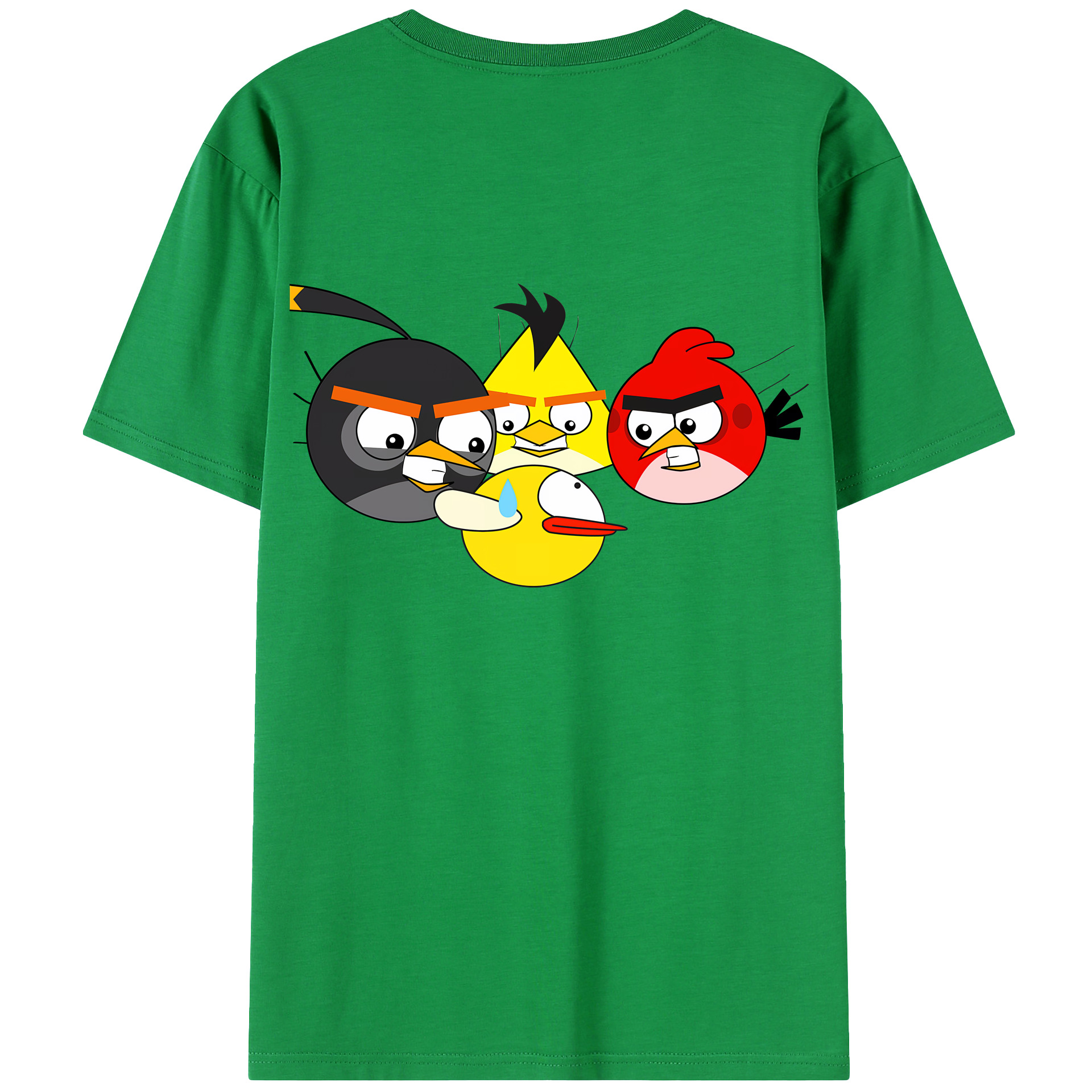 （画像用） Angry Birds アングリーバード 綿100％ メンズ半袖Tシャツ（バックプリント） 通気性