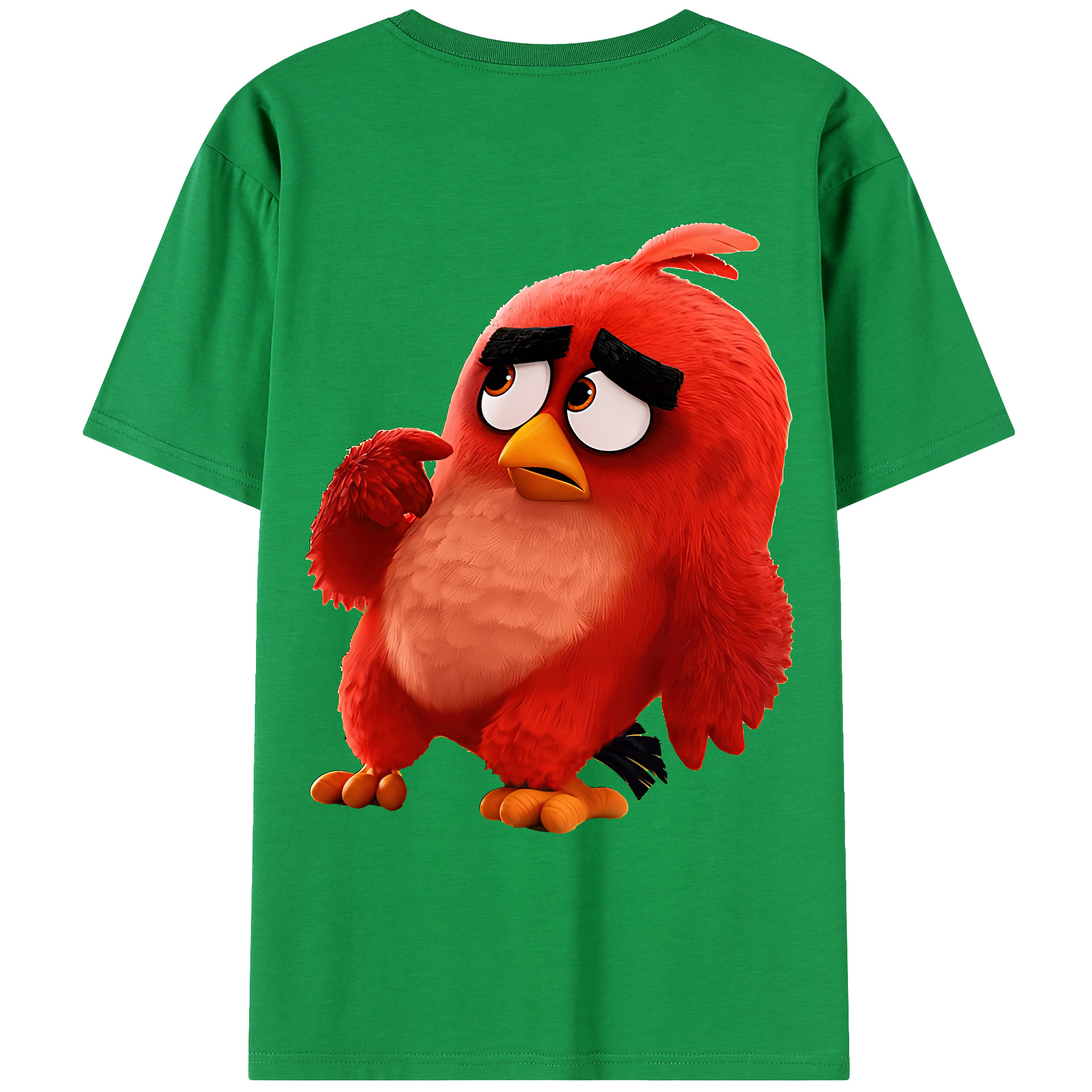 （画像用） Angry Birds アングリーバード 綿100％ メンズ半袖Tシャツ（バックプリント） 通気性