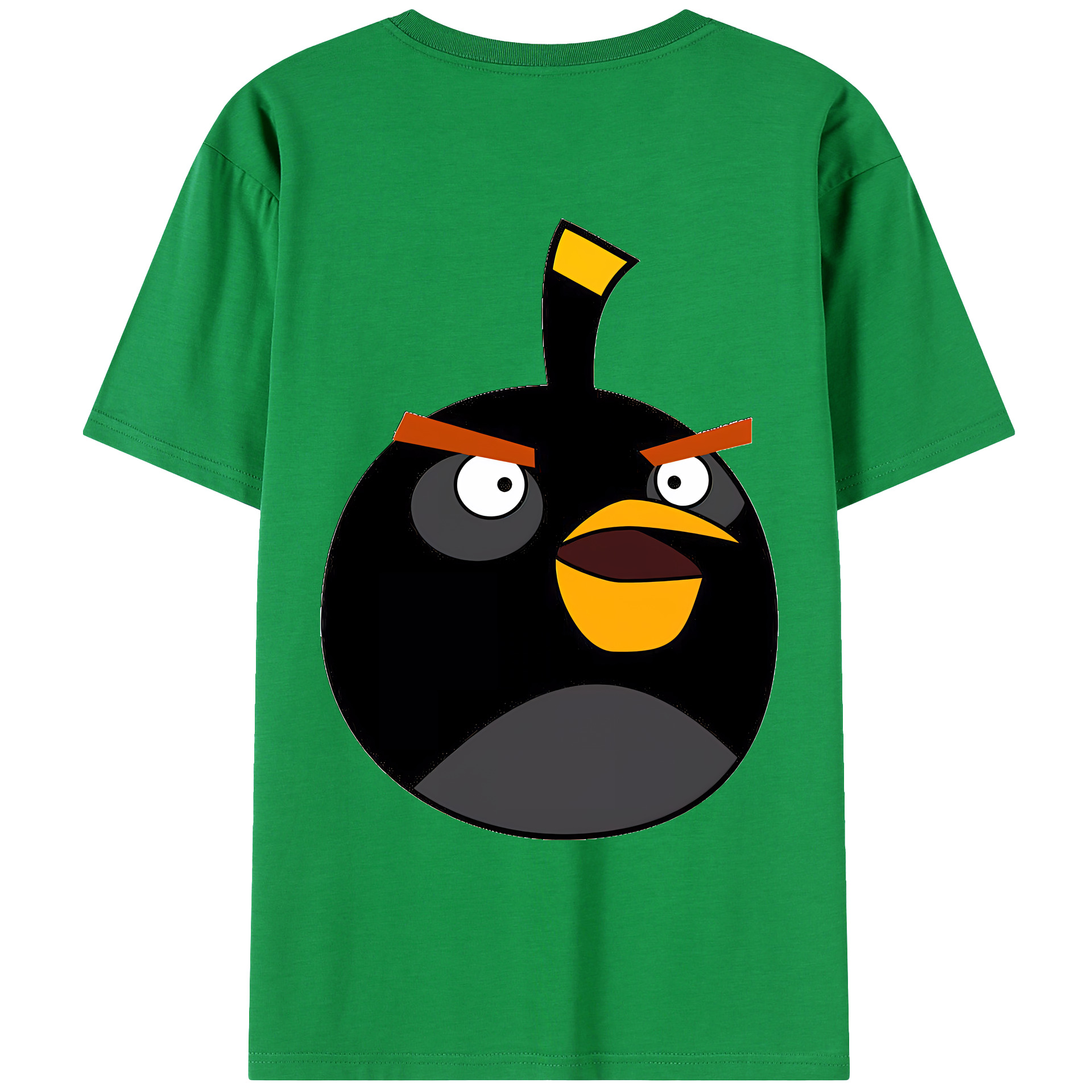 （画像用） Angry Birds アングリーバード 綿100％ メンズ半袖Tシャツ（バックプリント） 通気性