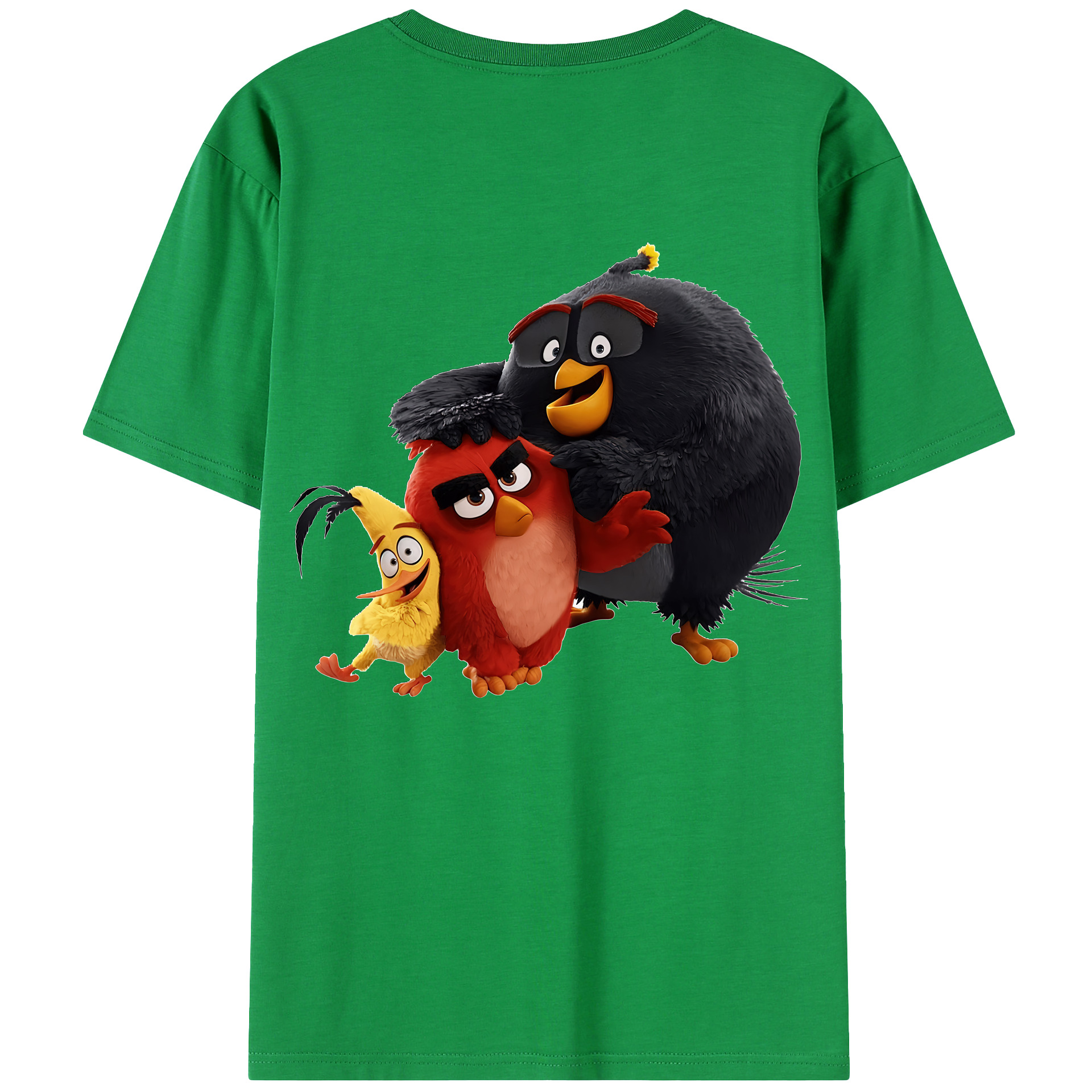 （画像用） Angry Birds アングリーバード 綿100％ メンズ半袖Tシャツ（バックプリント） 通気性