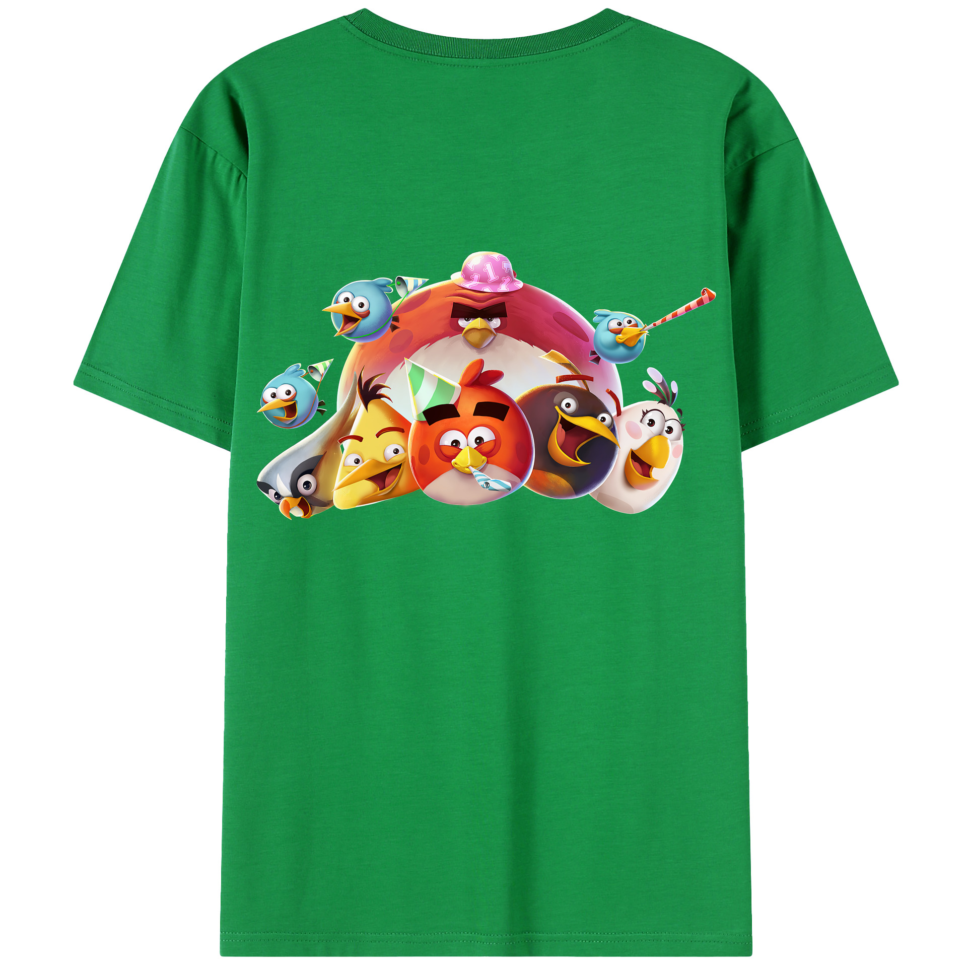 （画像用） Angry Birds アングリーバード 綿100％ メンズ半袖Tシャツ（バックプリント） 通気性