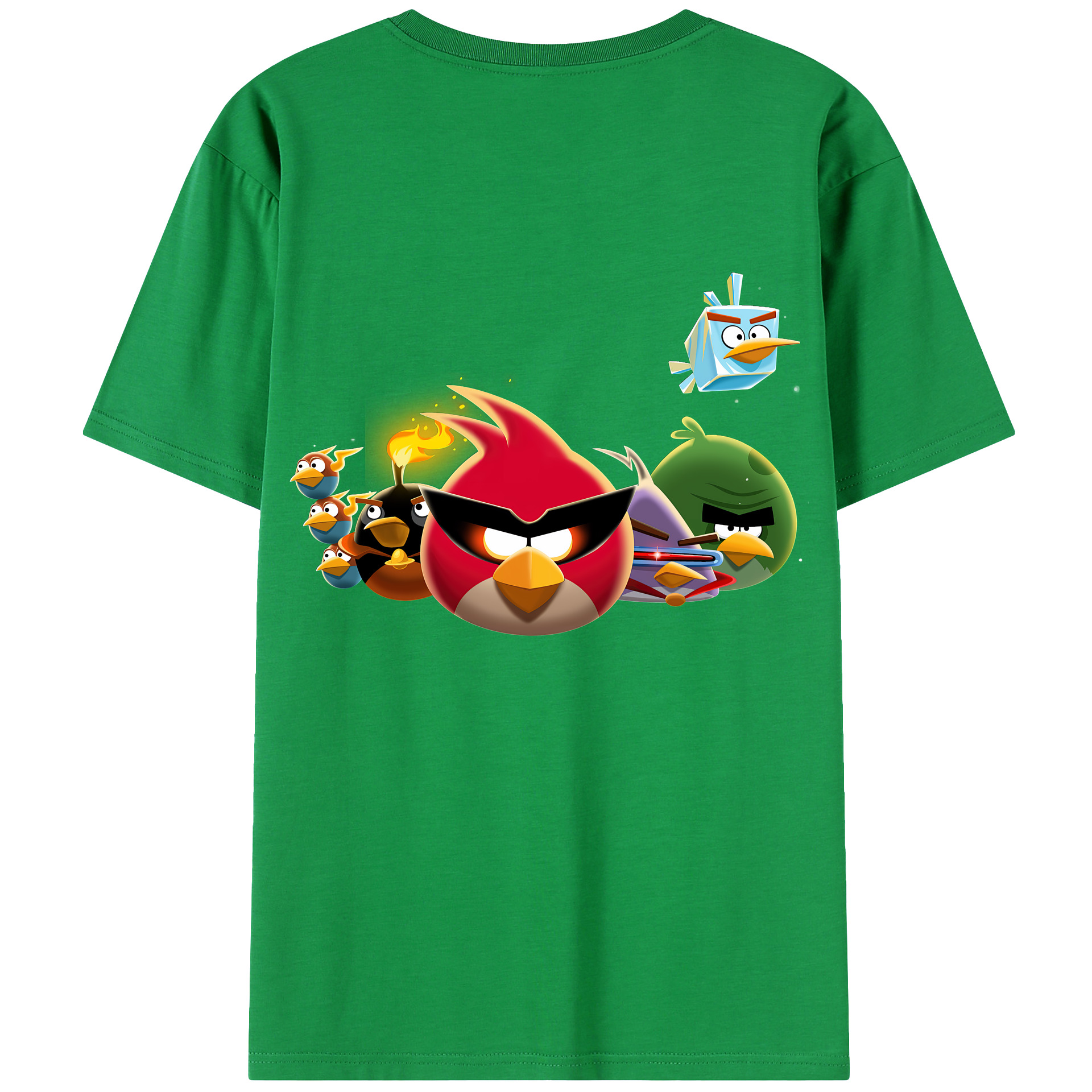 （画像用） Angry Birds アングリーバード 綿100％ メンズ半袖Tシャツ（バックプリント） 通気性