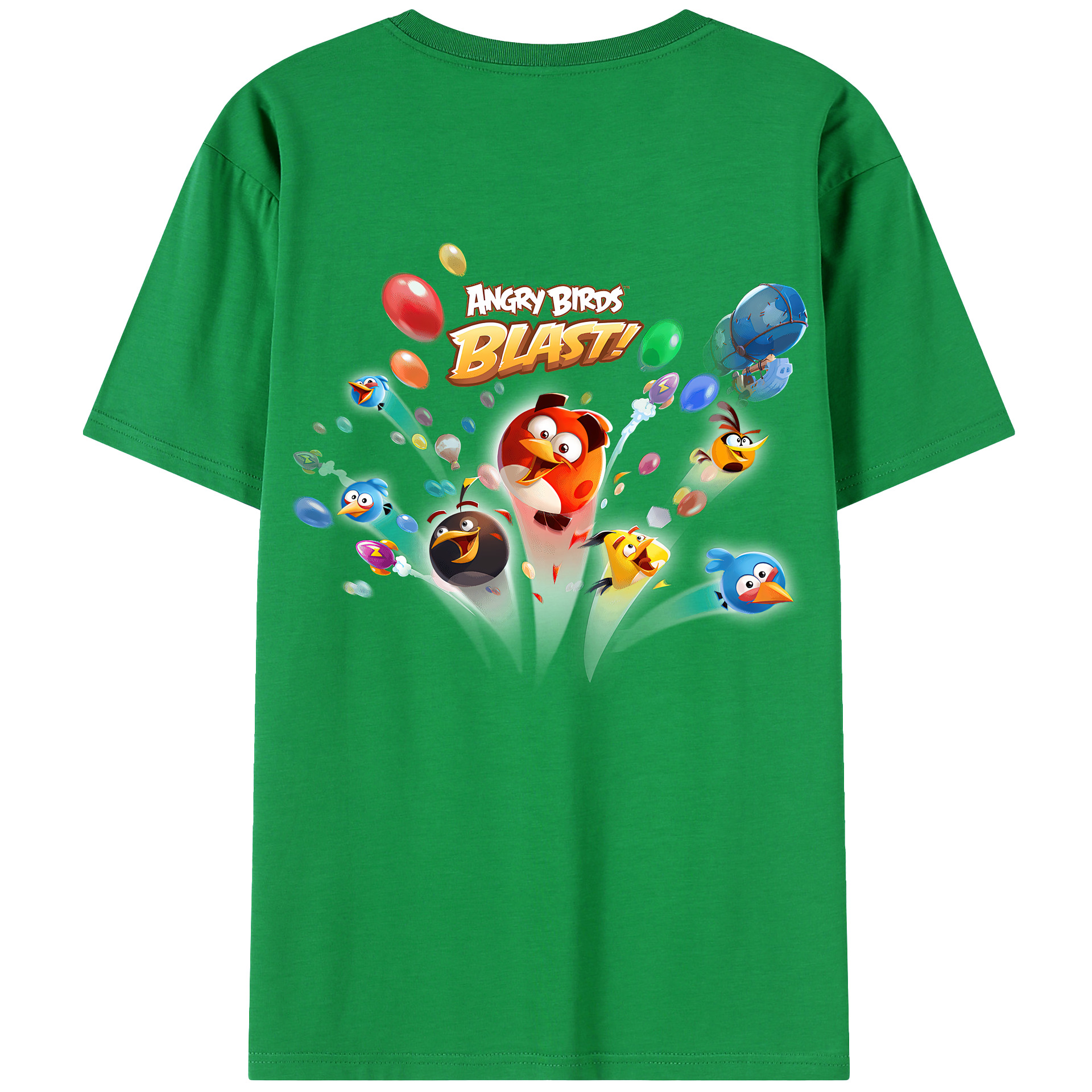（画像用） Angry Birds アングリーバード 綿100％ メンズ半袖Tシャツ（バックプリント） 通気性
