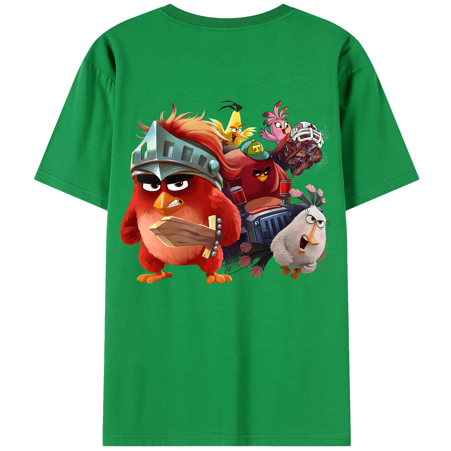 （画像用） Angry Birds アングリーバード 綿100％ メンズ半袖Tシャツ（バックプリント） 通気性
