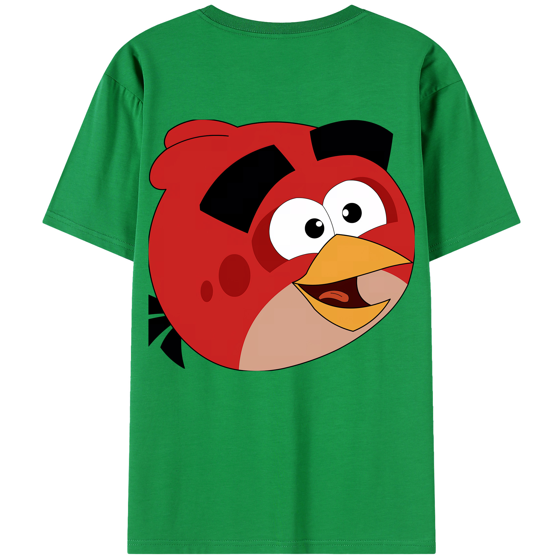 （画像用） Angry Birds アングリーバード 綿100％ メンズ半袖Tシャツ（バックプリント） 通気性