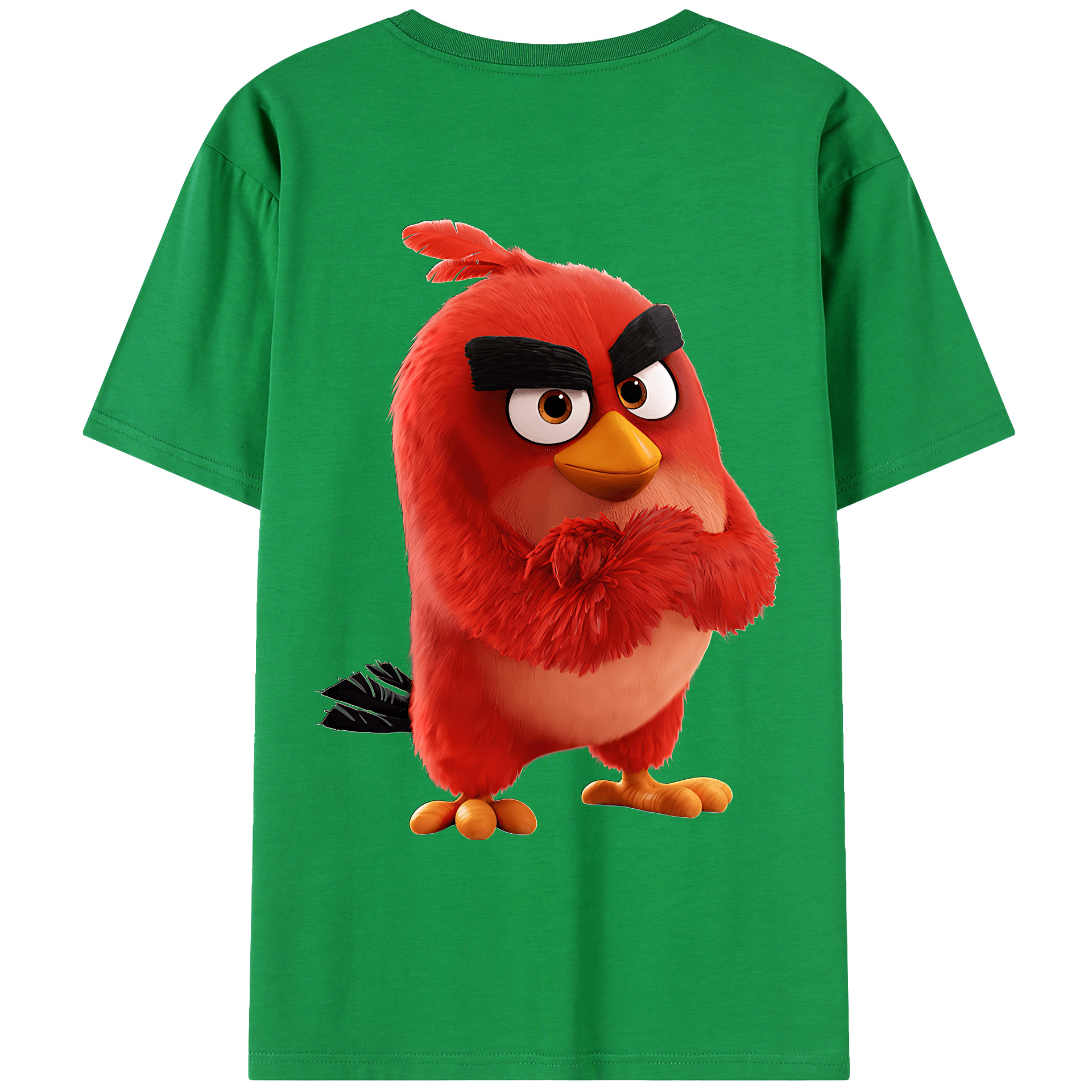 （画像用） Angry Birds アングリーバード 綿100％ メンズ半袖Tシャツ（バックプリント） 通気性
