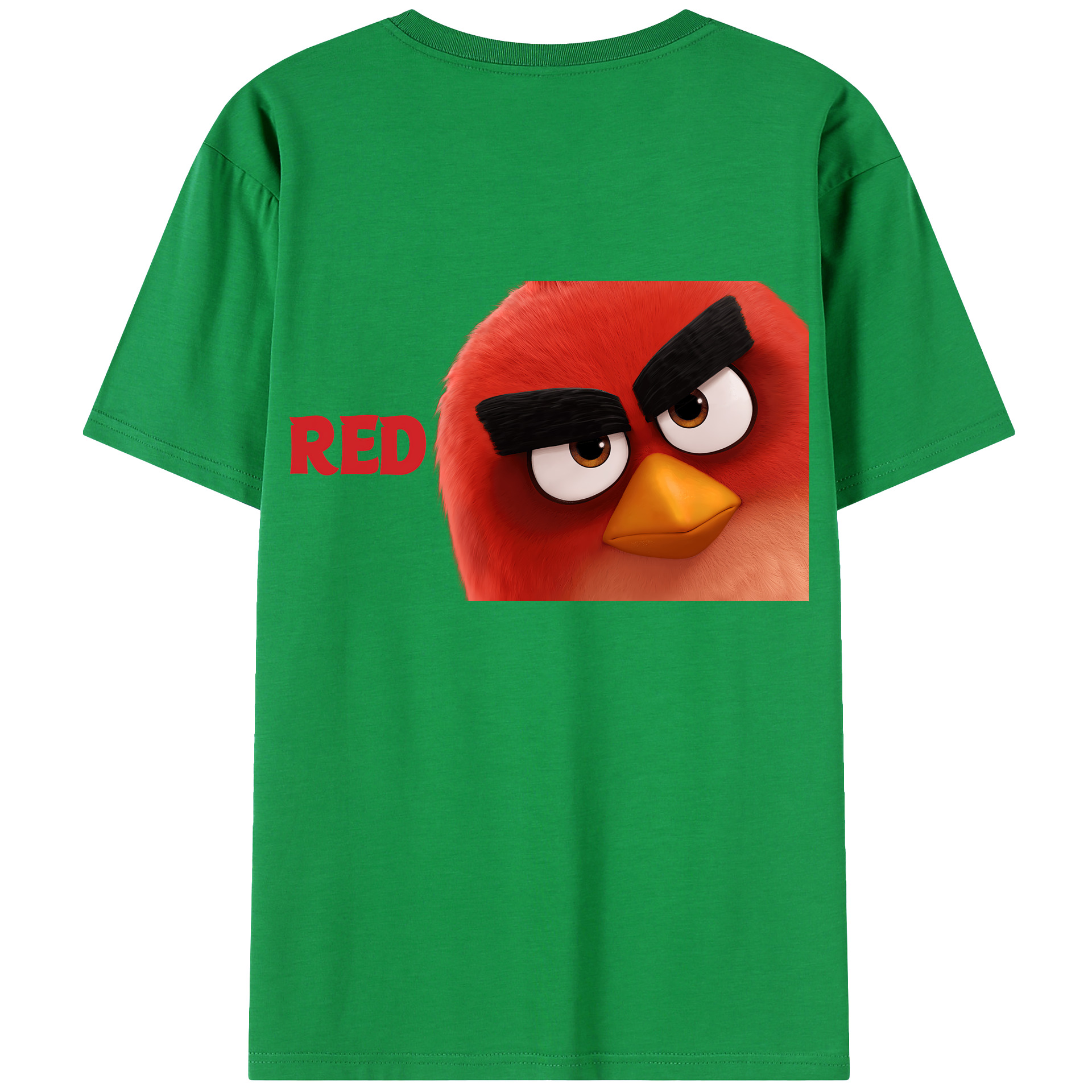（画像用） Angry Birds アングリーバード 綿100％ メンズ半袖Tシャツ（バックプリント） 通気性