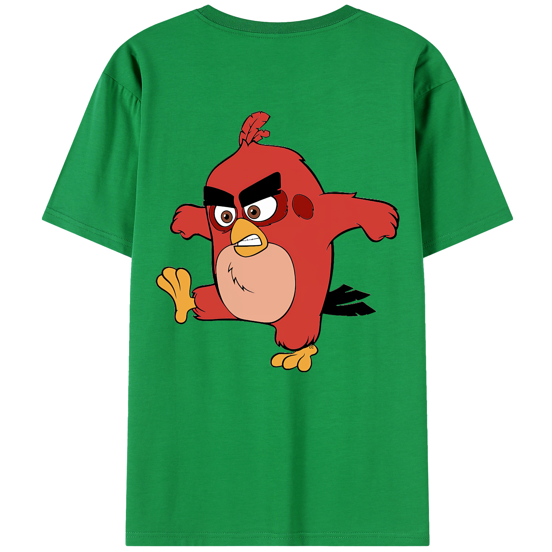 （画像用） Angry Birds アングリーバード 綿100％ メンズ半袖Tシャツ（バックプリント） 通気性