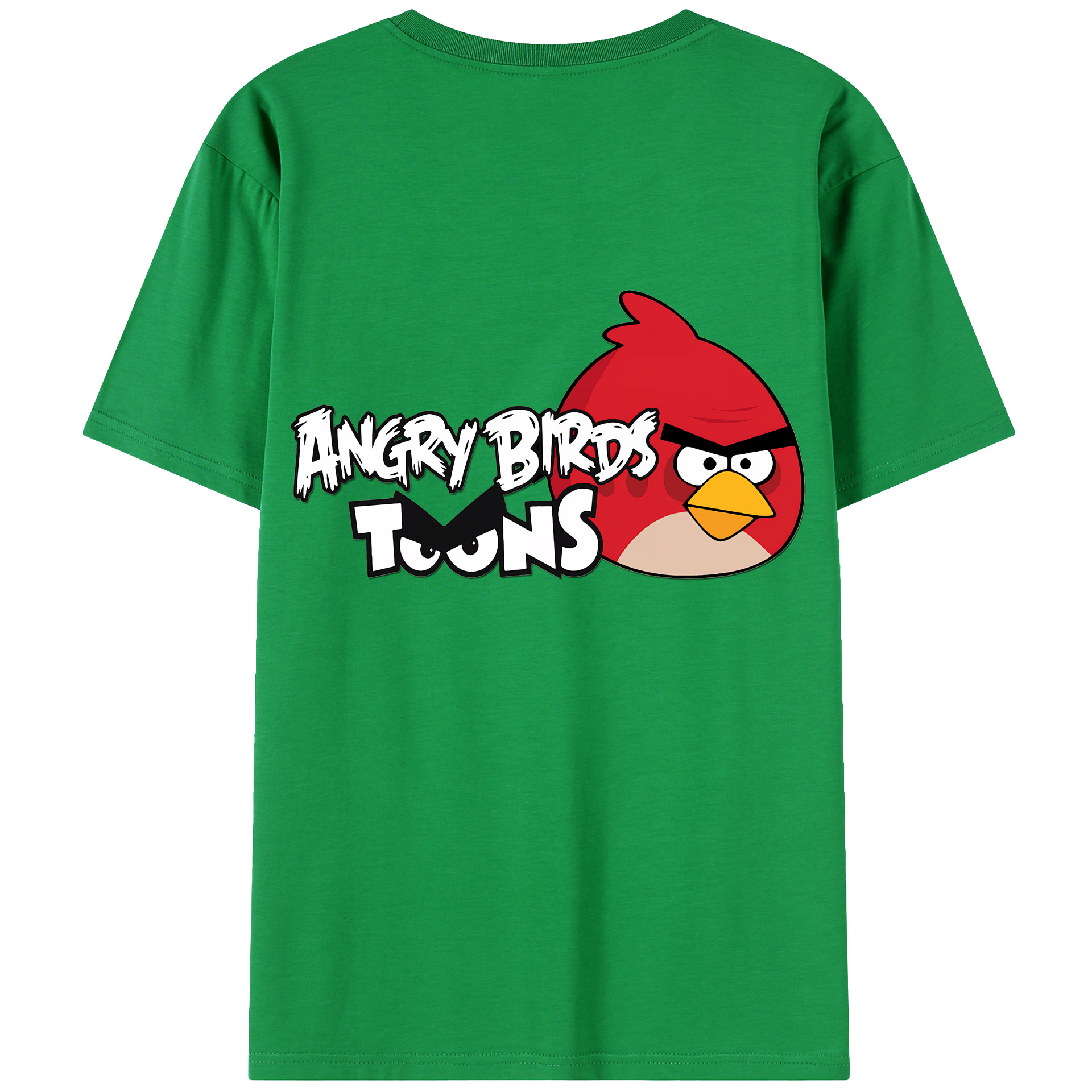（画像用） Angry Birds アングリーバード 綿100％ メンズ半袖Tシャツ（バックプリント） 通気性