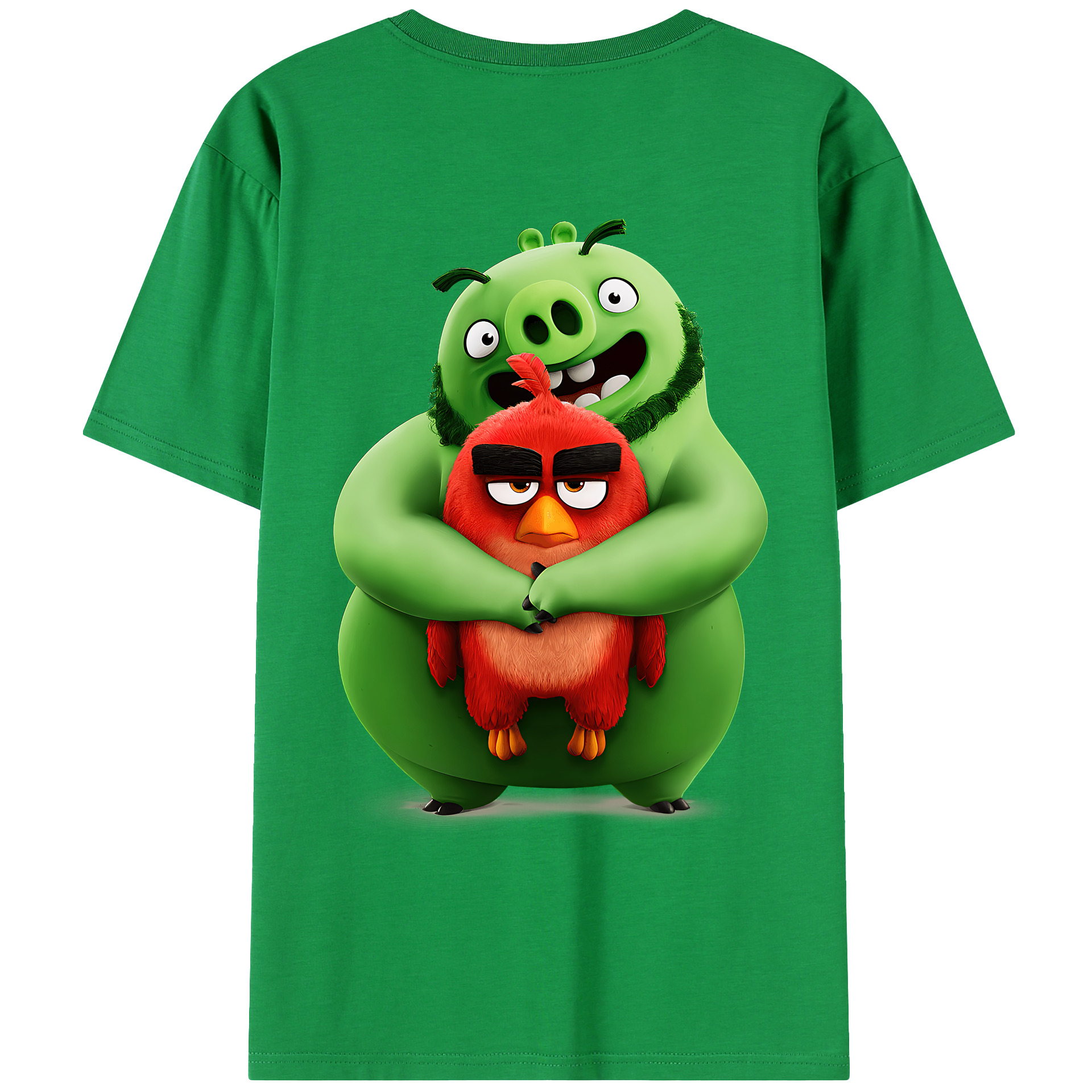 （画像用） Angry Birds アングリーバード 綿100％ メンズ半袖Tシャツ（バックプリント） 通気性
