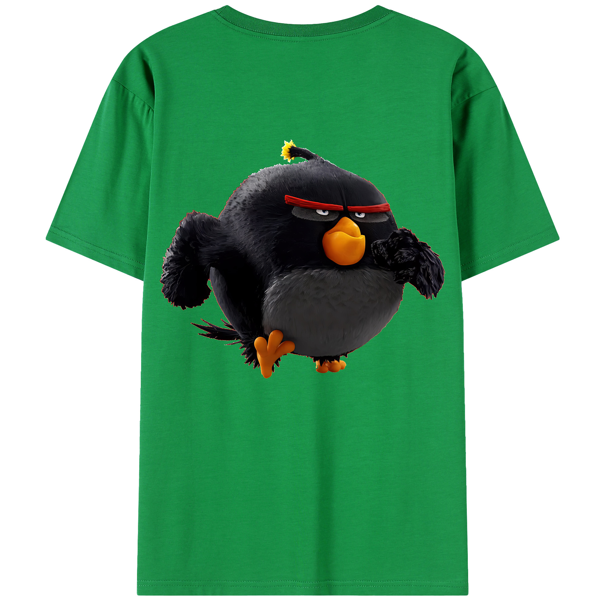 （画像用） Angry Birds アングリーバード 綿100％ メンズ半袖Tシャツ（バックプリント） 通気性
