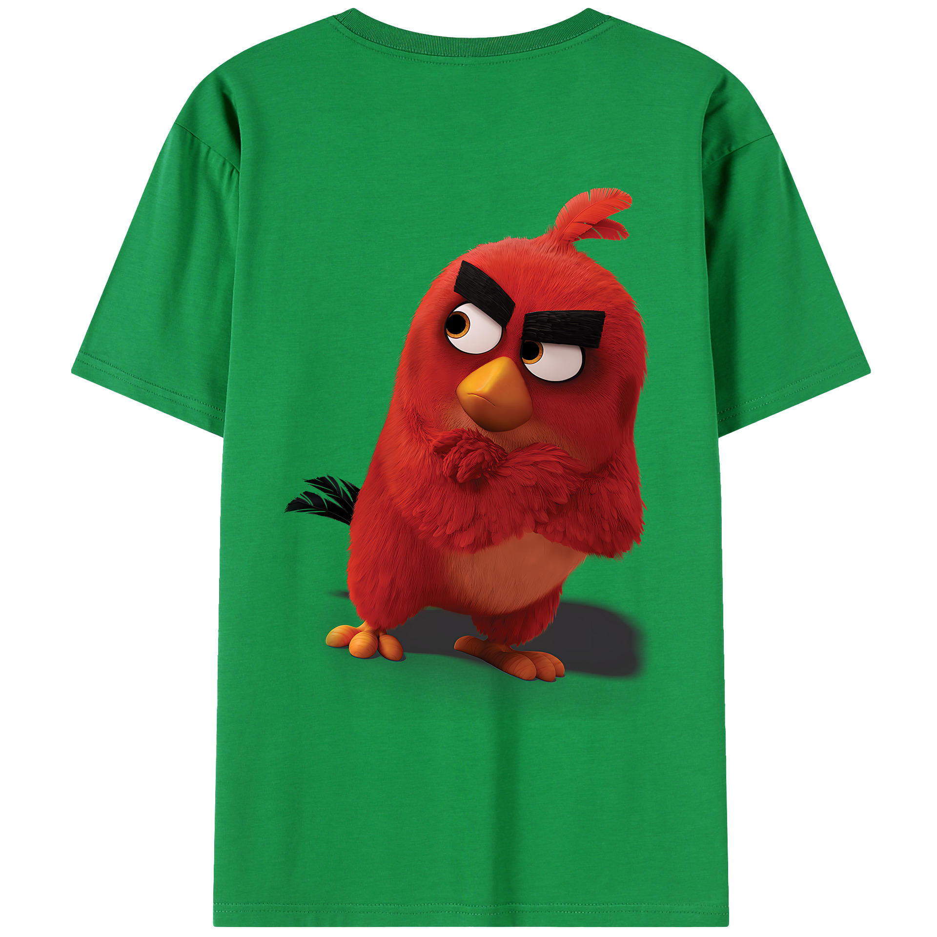 （画像用） Angry Birds アングリーバード 綿100％ メンズ半袖Tシャツ（バックプリント） 通気性