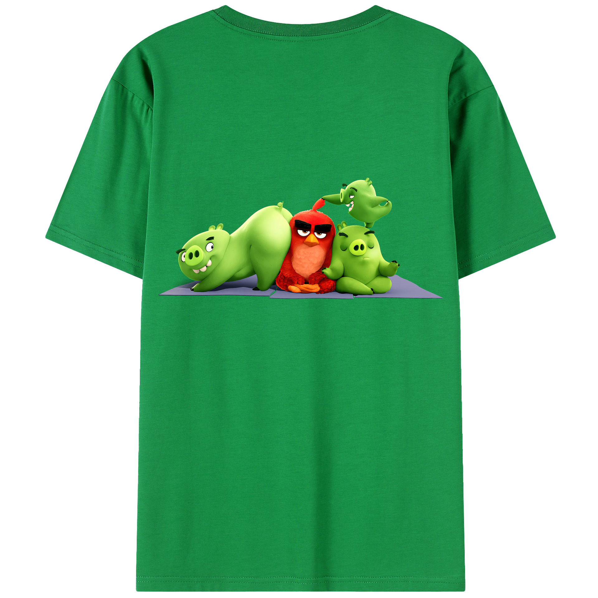 （画像用） Angry Birds アングリーバード 綿100％ メンズ半袖Tシャツ（バックプリント） 通気性