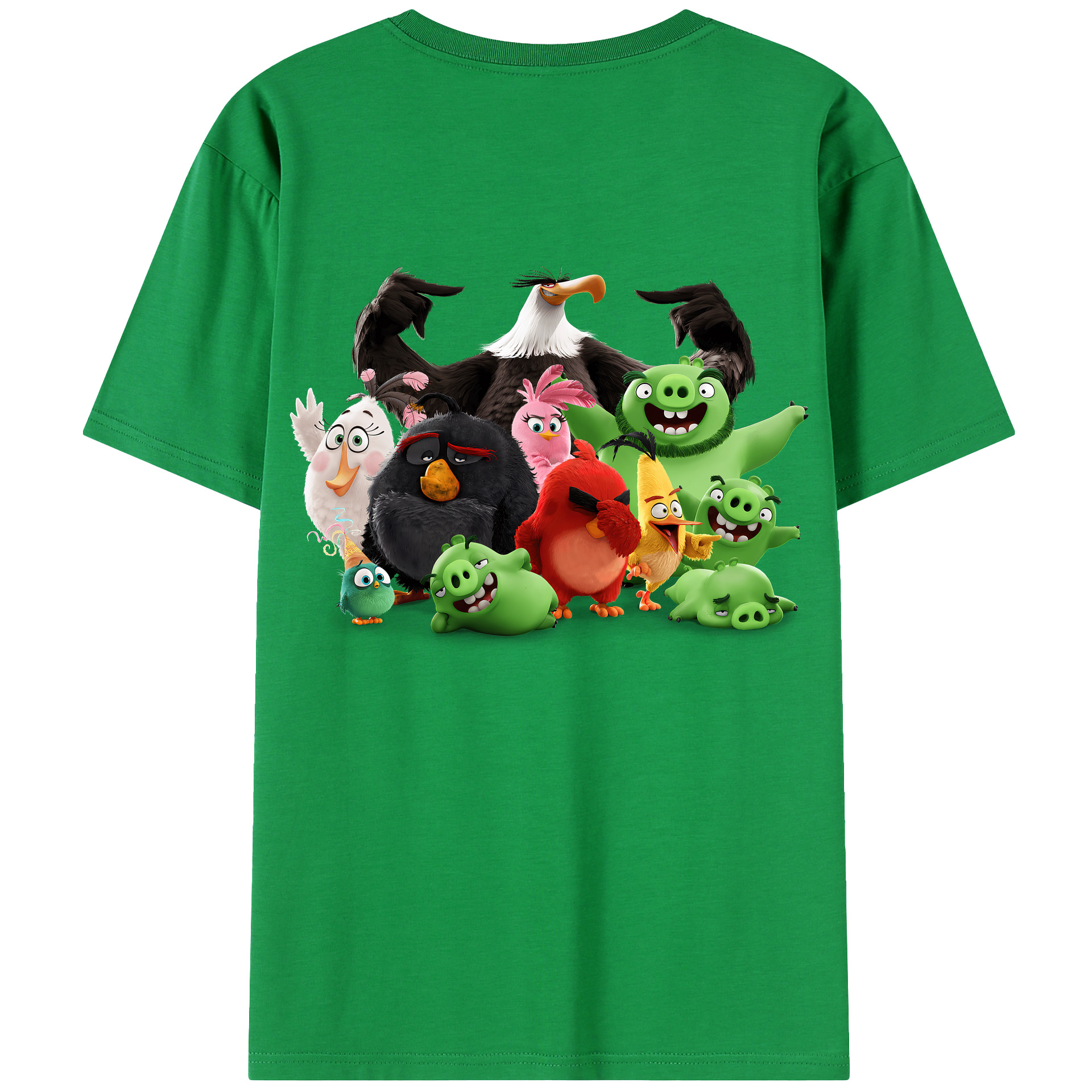 （画像用） Angry Birds アングリーバード 綿100％ メンズ半袖Tシャツ（バックプリント） 通気性
