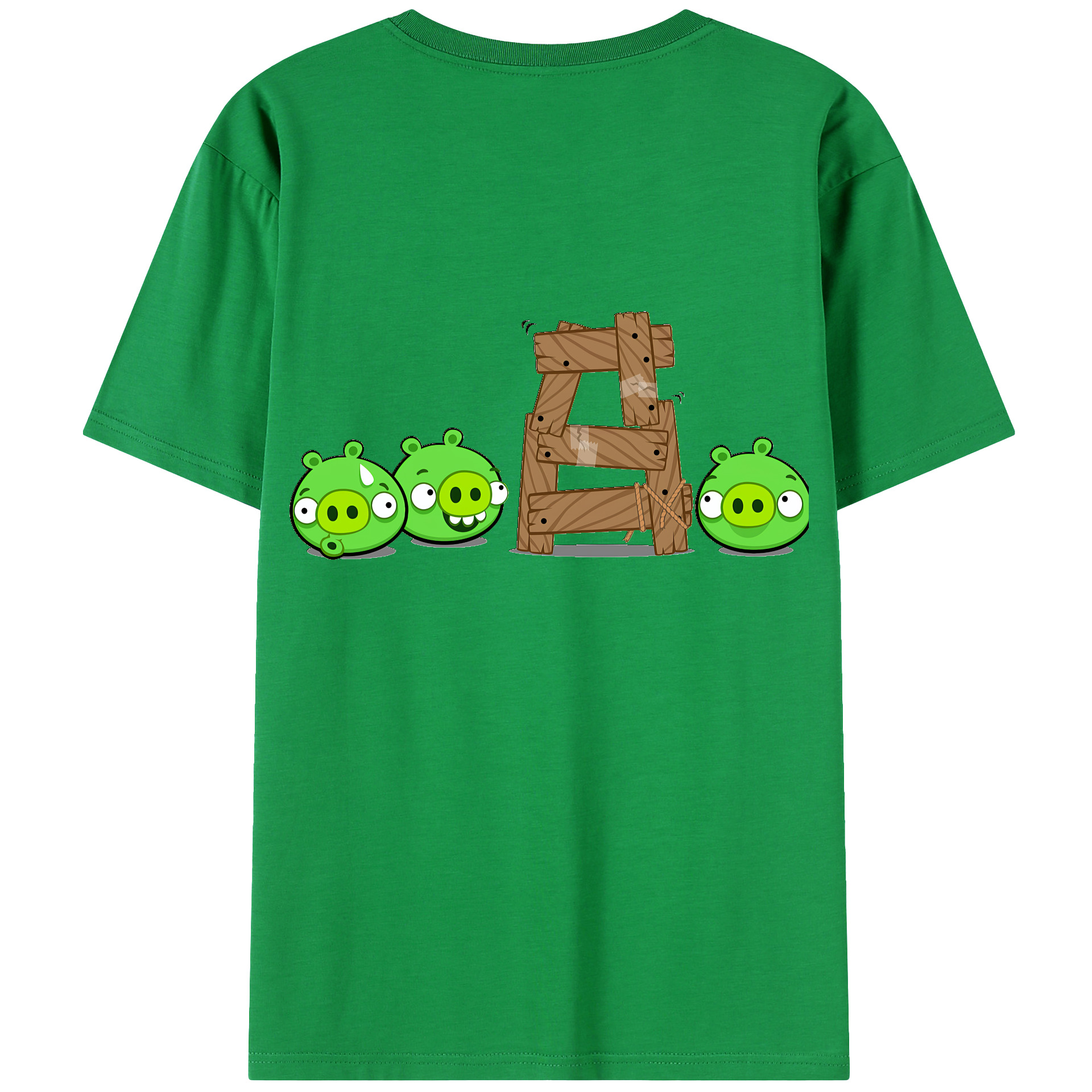（画像用） Angry Birds アングリーバード 綿100％ メンズ半袖Tシャツ（バックプリント） 通気性
