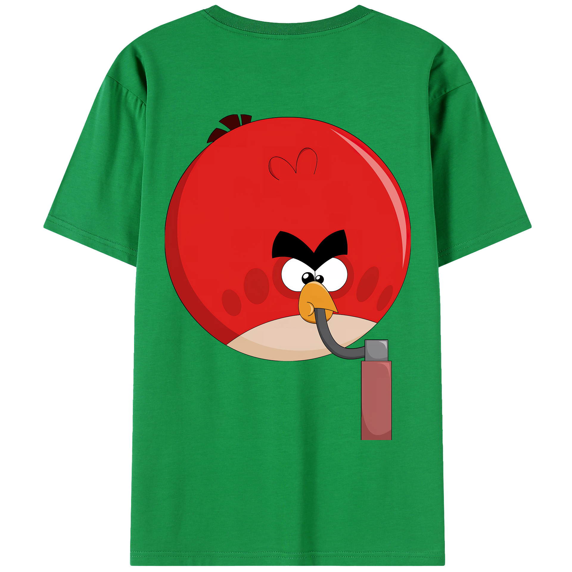 （画像用） Angry Birds アングリーバード 綿100％ メンズ半袖Tシャツ（バックプリント） 通気性
