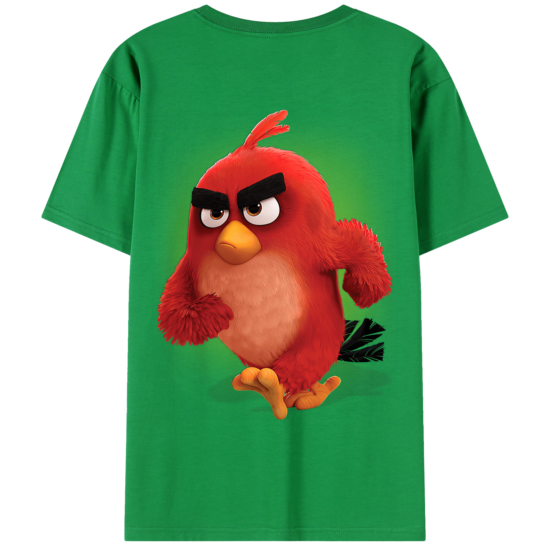 （画像用） Angry Birds アングリーバード 綿100％ メンズ半袖Tシャツ（バックプリント） 通気性