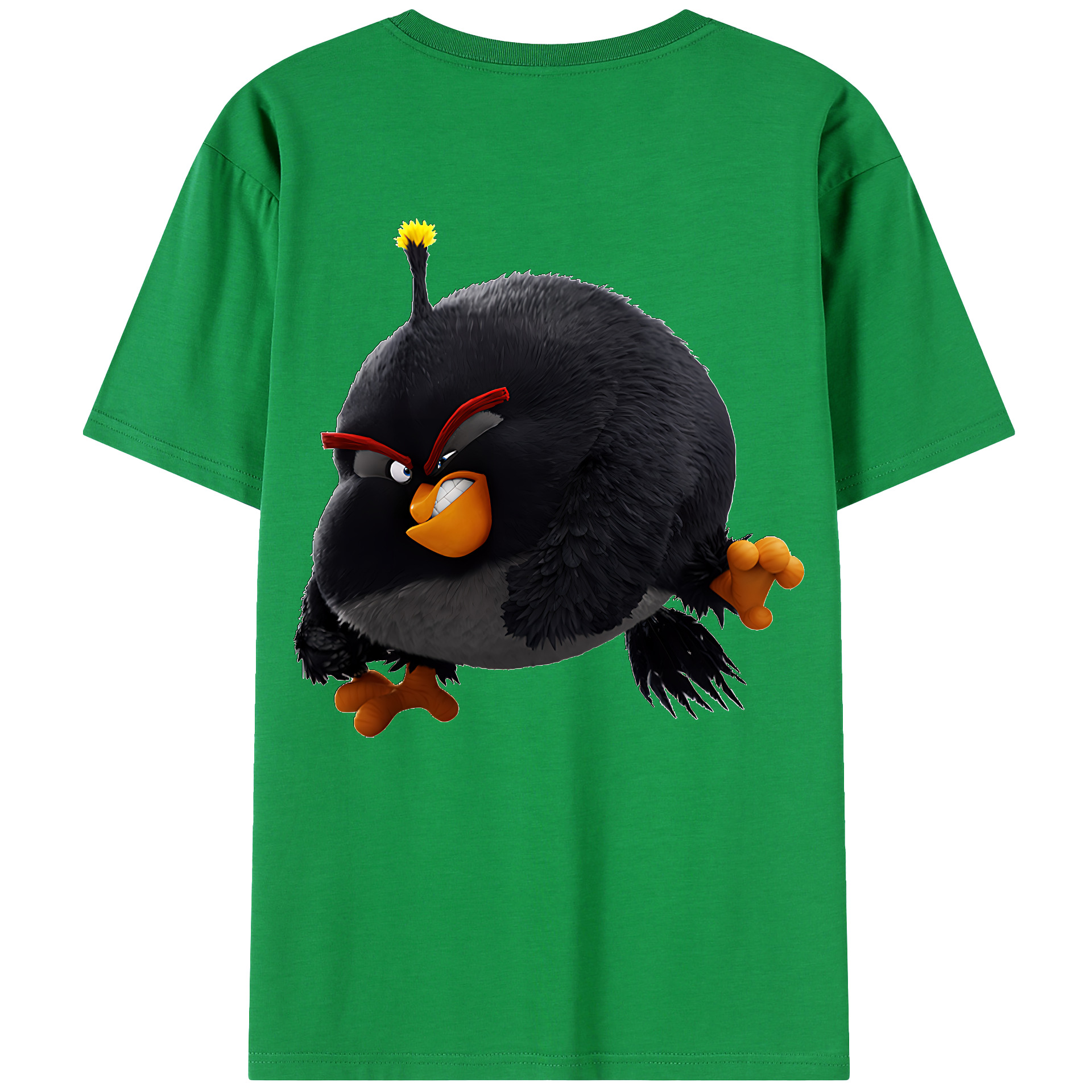 （画像用） Angry Birds アングリーバード 綿100％ メンズ半袖Tシャツ（バックプリント） 通気性